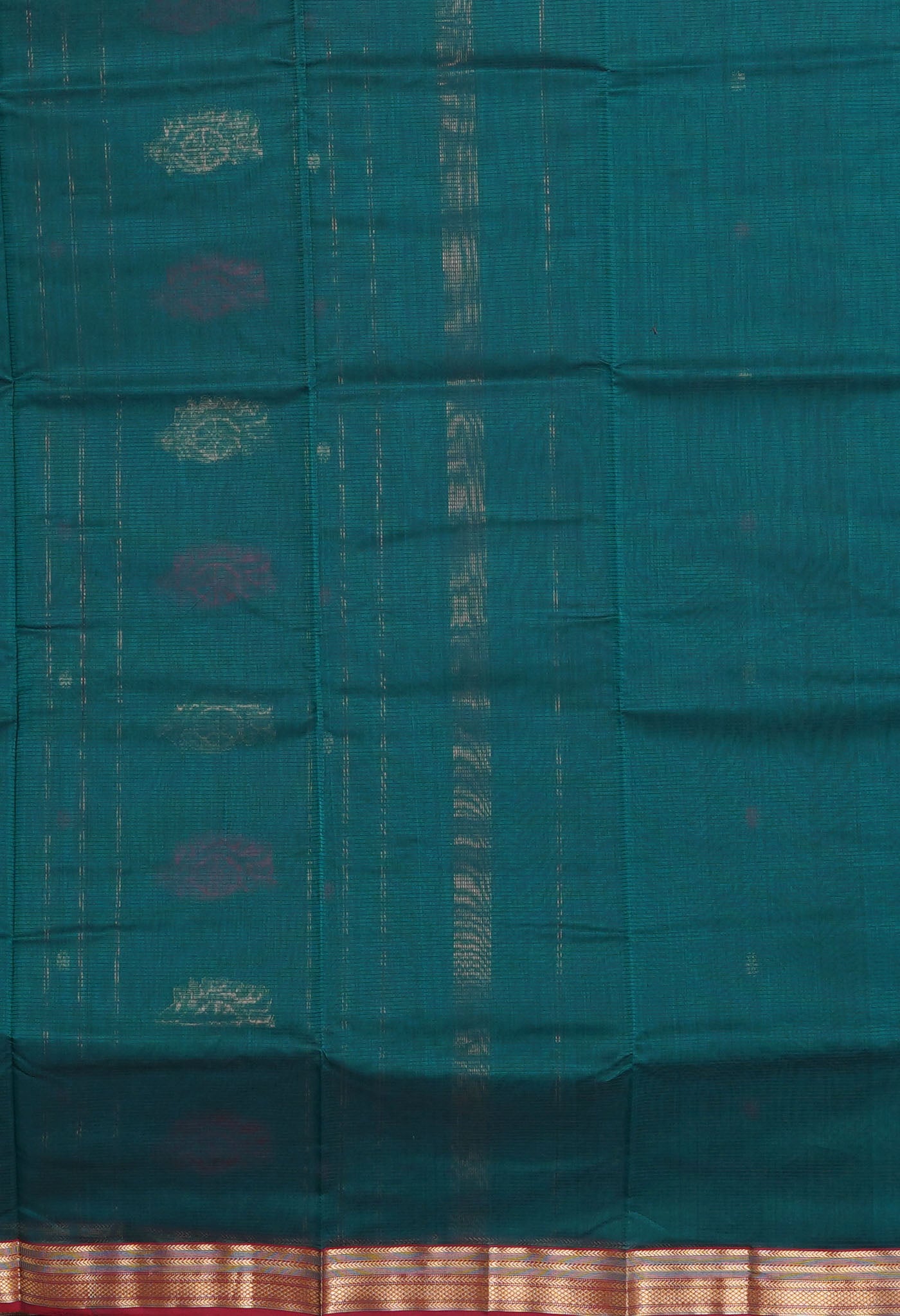 Peacock Green-Red Pure Handloom Maheshwari Sico Saree-UNM80905