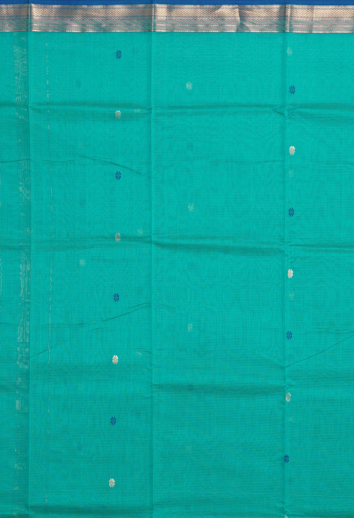 Turquoise Blue-Blue Pure Handloom Maheshwari Sico Saree-UNM80907