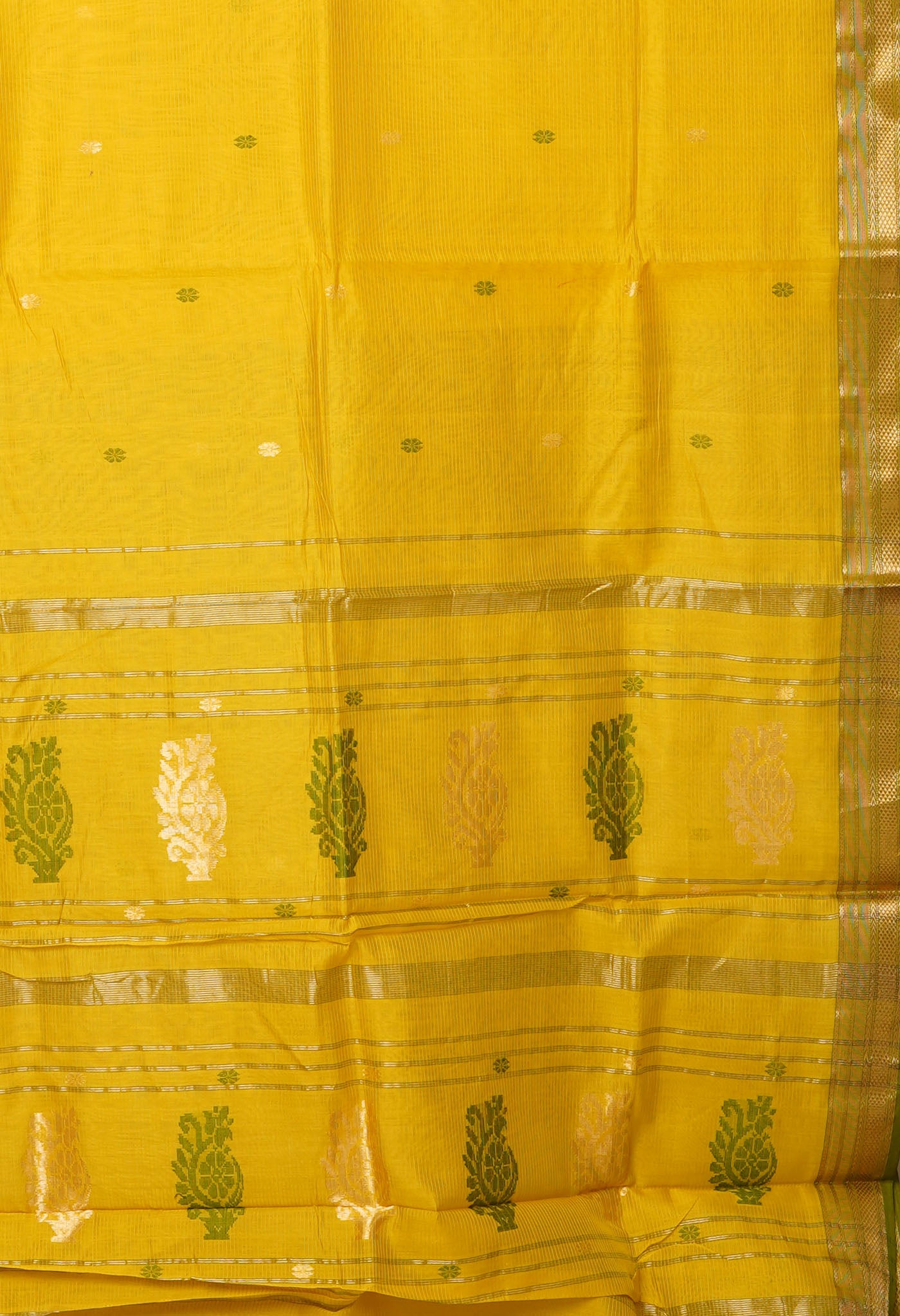 Yellow-Green Pure Handloom Maheshwari Sico Saree-UNM80908