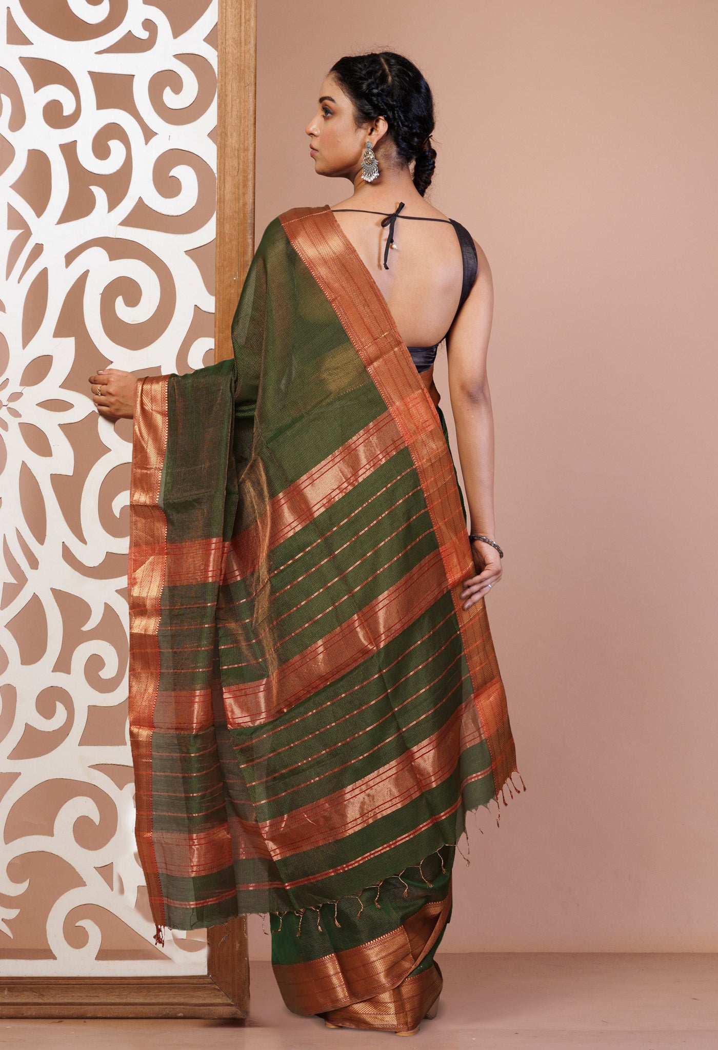 Green Pure Handloom Maheshwari Sico Saree-UNM80910