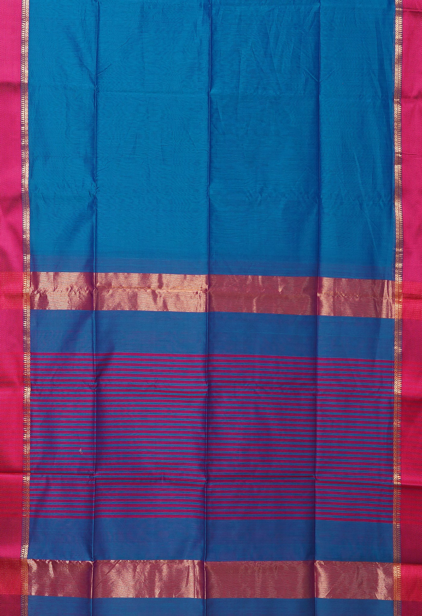 Blue-Pink Pure Handloom Maheshwari Sico Saree-UNM80917