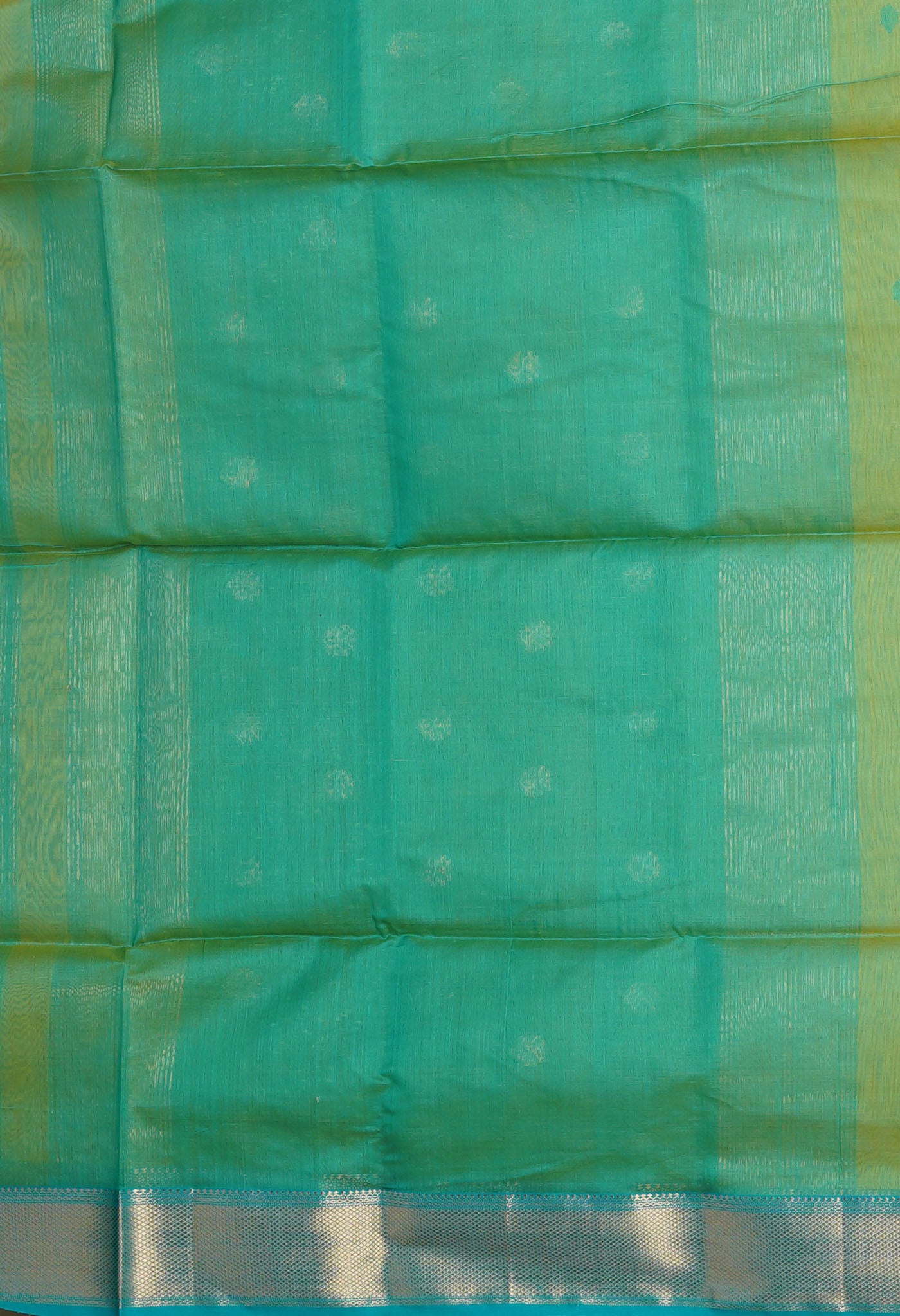 Yellow-Turquoise Blue Pure Handloom Maheshwari Sico Saree-UNM80920