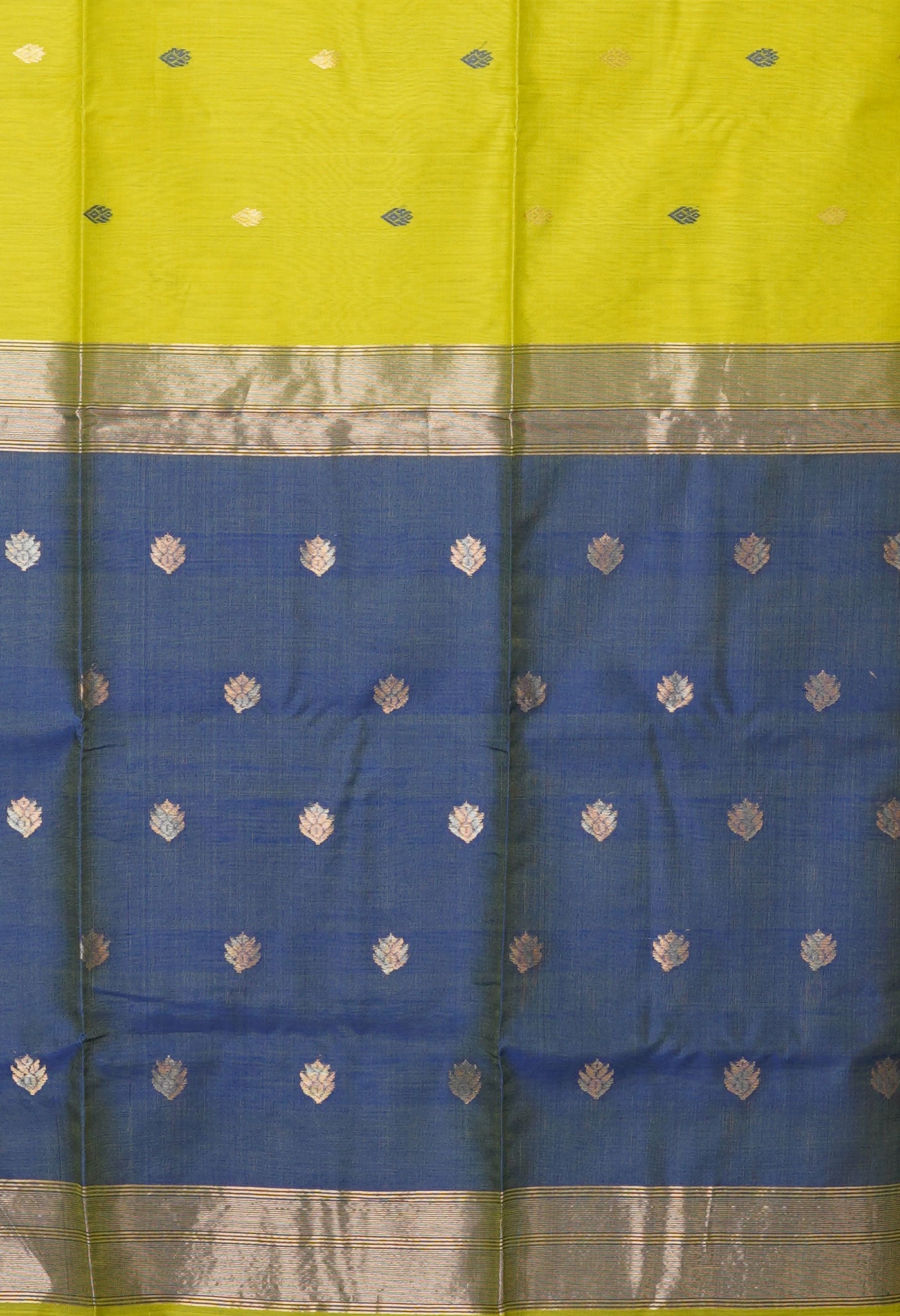 Green-Blue Pure Handloom Maheshwari Sico Saree-UNM80923