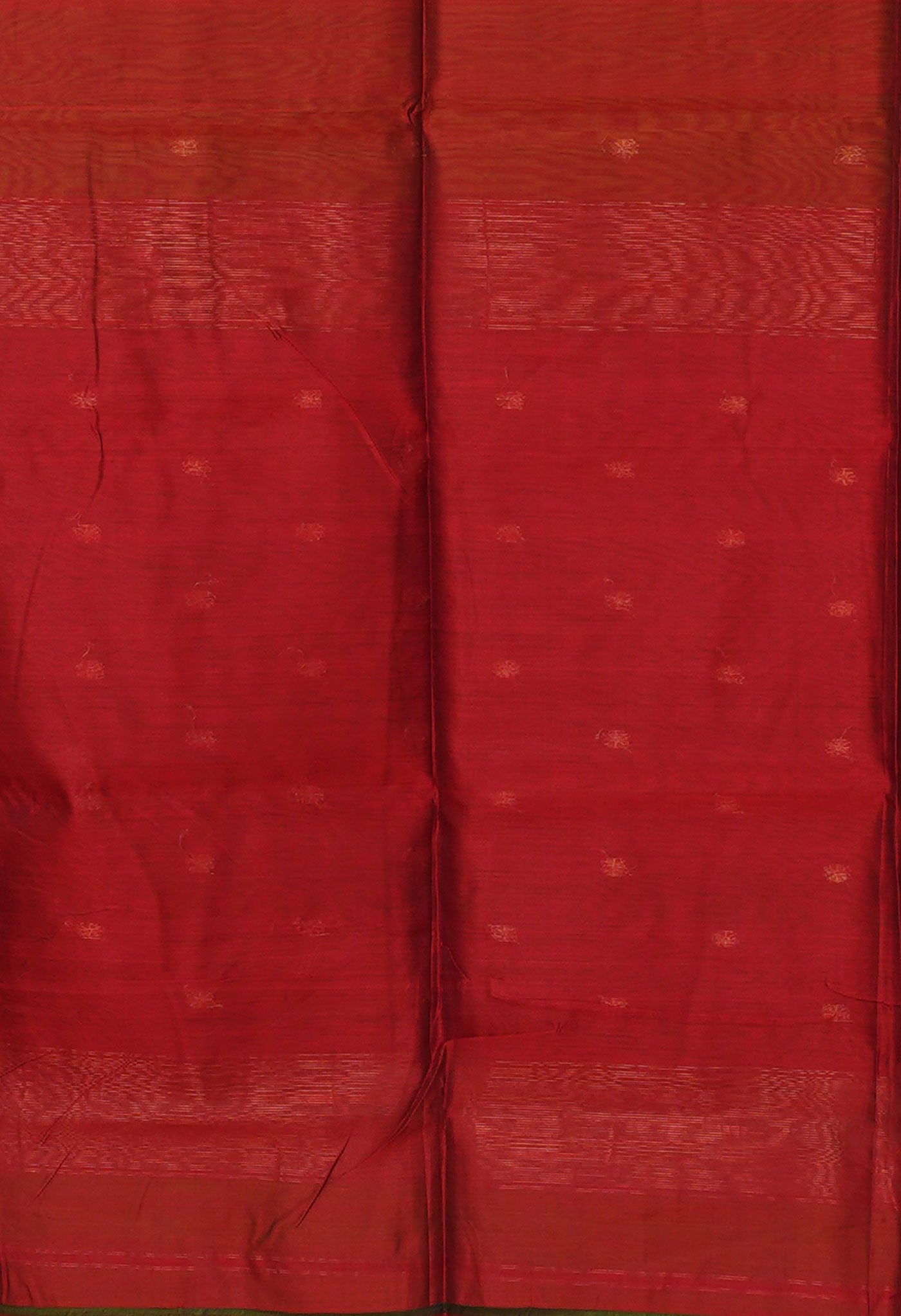 Olive Green-Red Pure Handloom Maheshwari Sico Saree-UNM80924