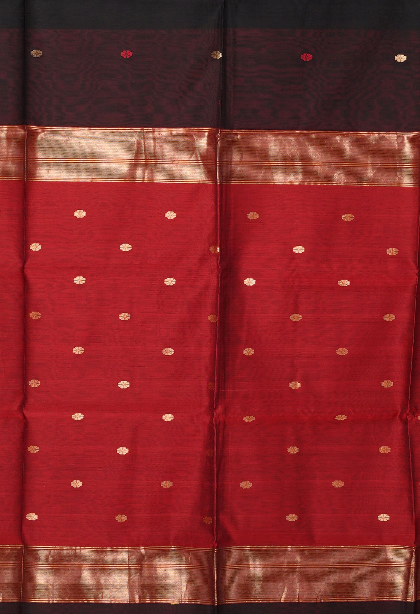 Black-Red Pure Handloom Maheshwari Sico Saree-UNM80925