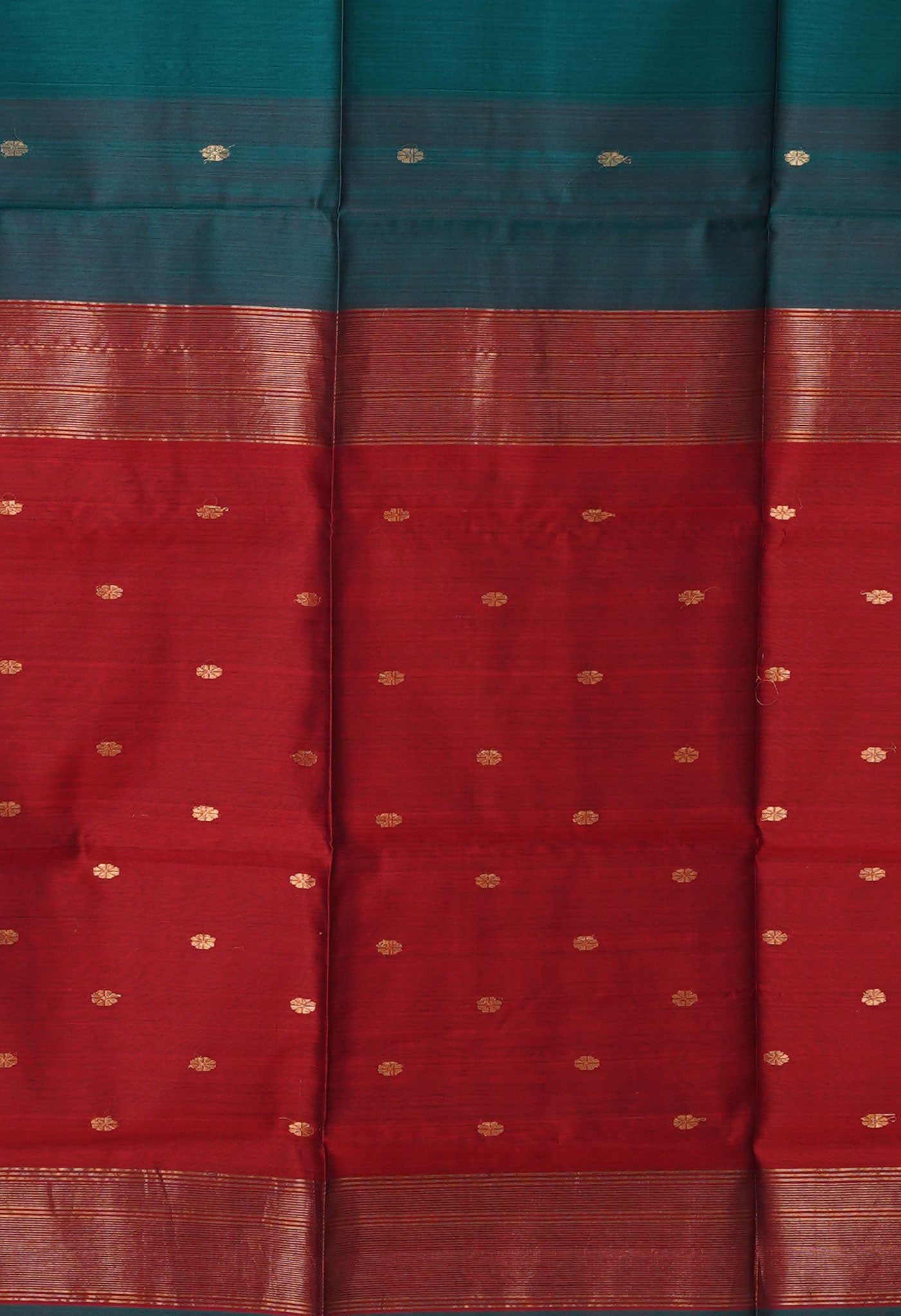 Peacock Green-Red Pure Handloom Maheshwari Sico Saree-UNM80928