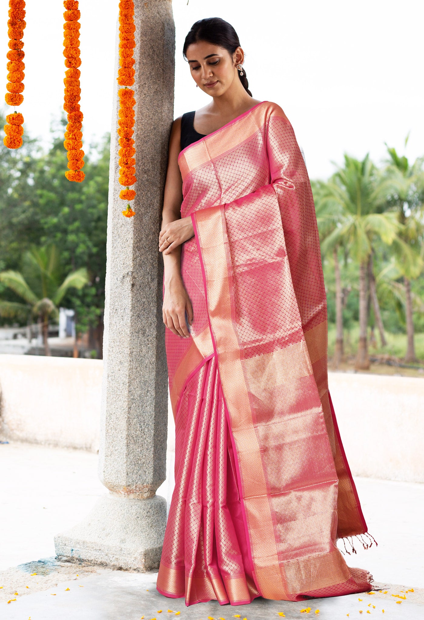 Pink Pure Handloom Maheshwari Sico Saree-UNM80933