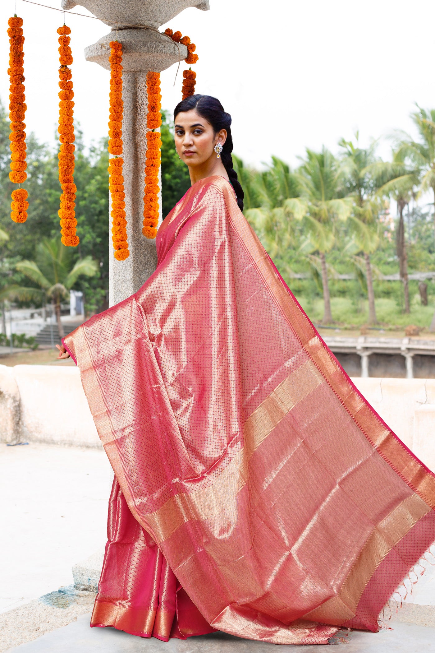 Pink Pure Handloom Maheshwari Sico Saree-UNM80933