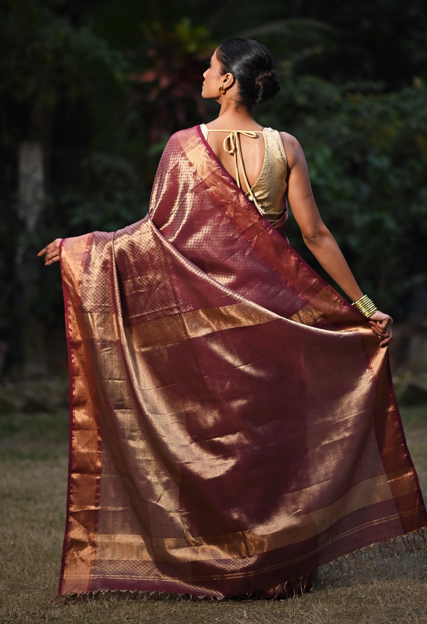 Dark Burgundy Pure Handloom Maheshwari Sico Saree-UNM80934