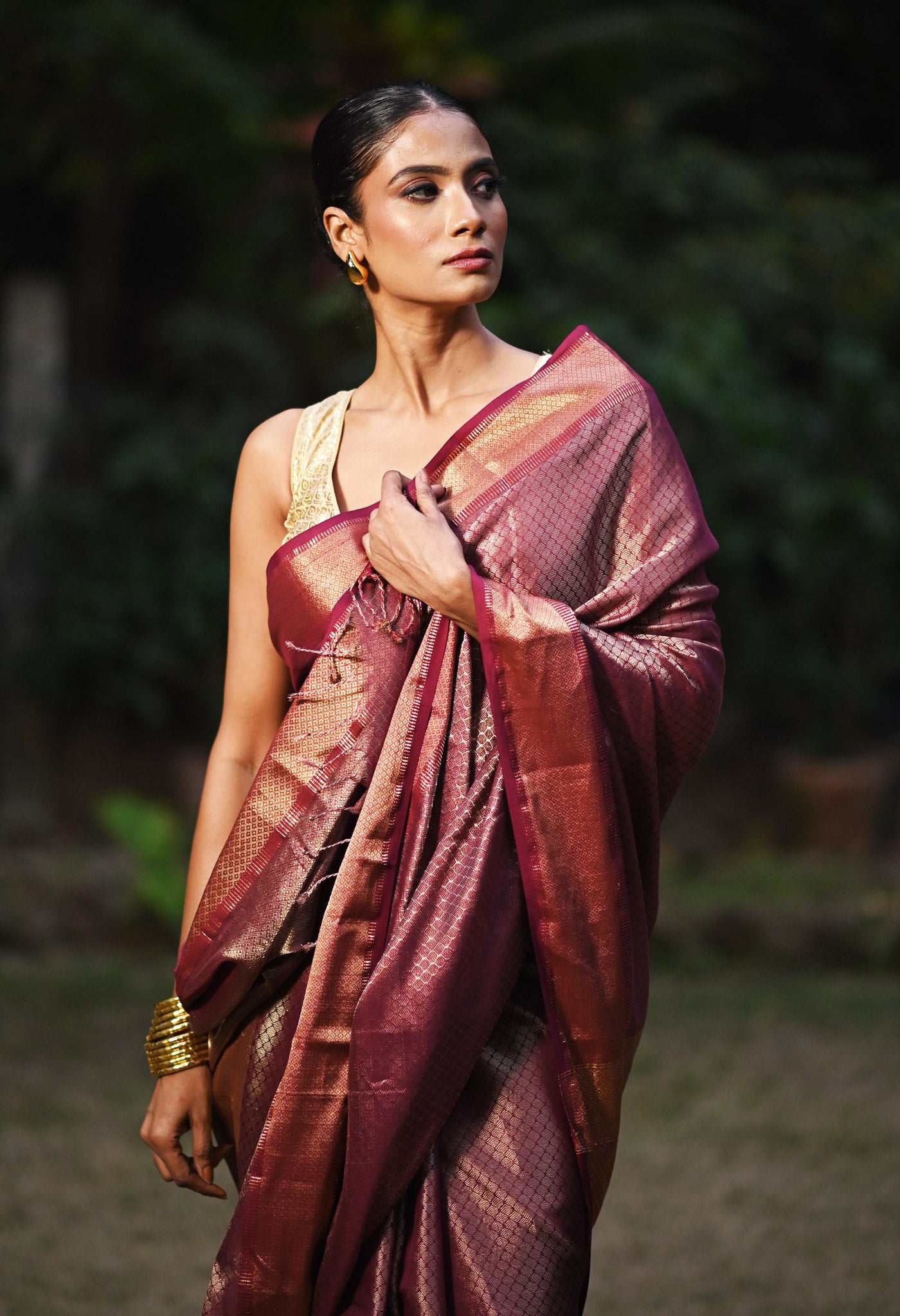 Dark Burgundy Pure Handloom Maheshwari Sico Saree-UNM80934