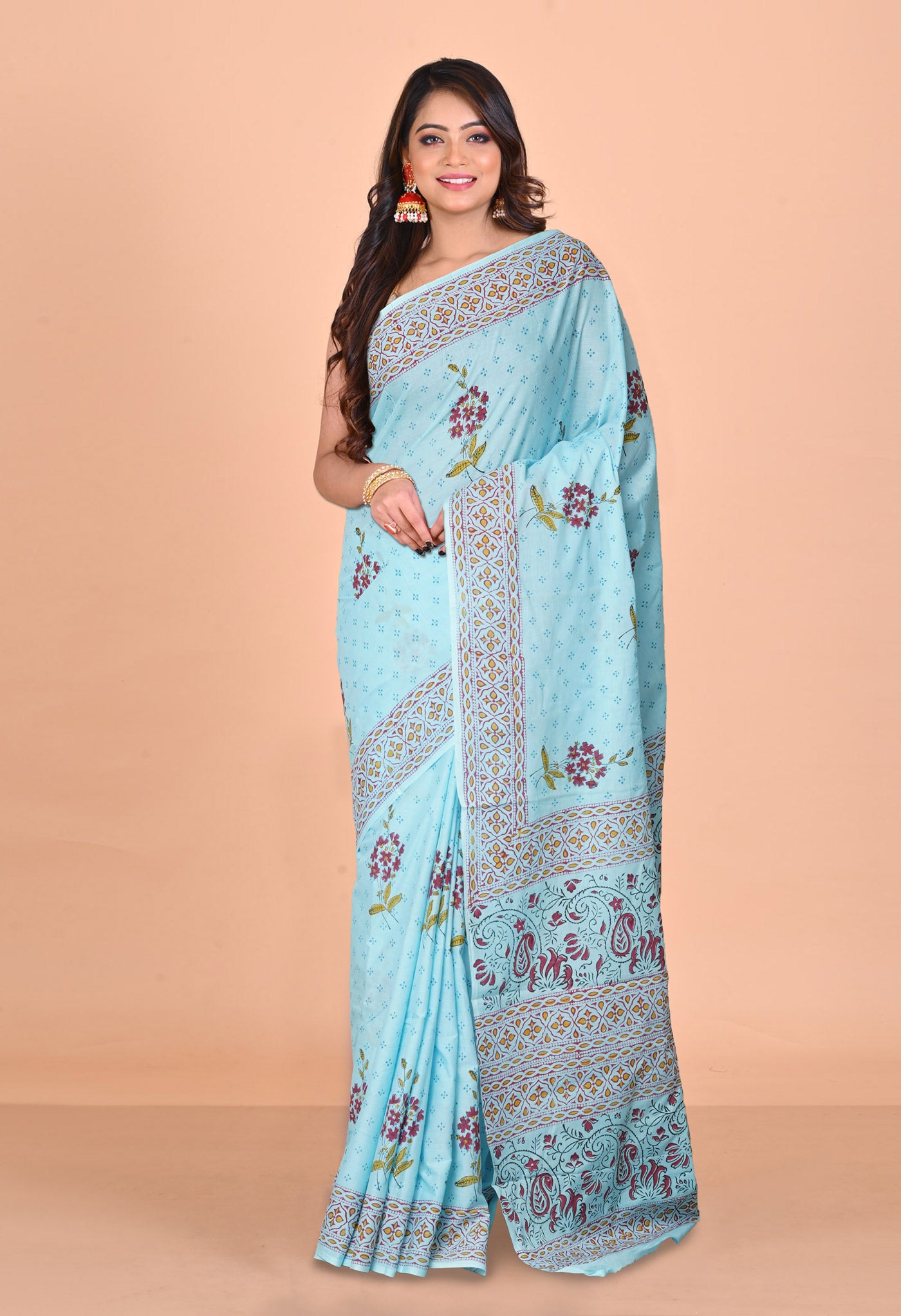 Blue Pure Pichwai Printed Soft Cotton Saree-UNM80986