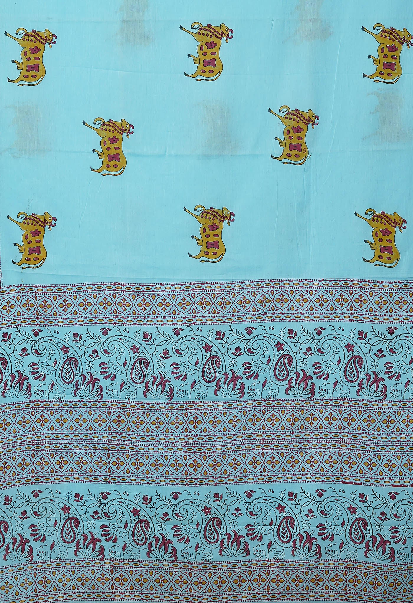 Blue Pure Pichwai Printed Soft Cotton Saree-UNM80990