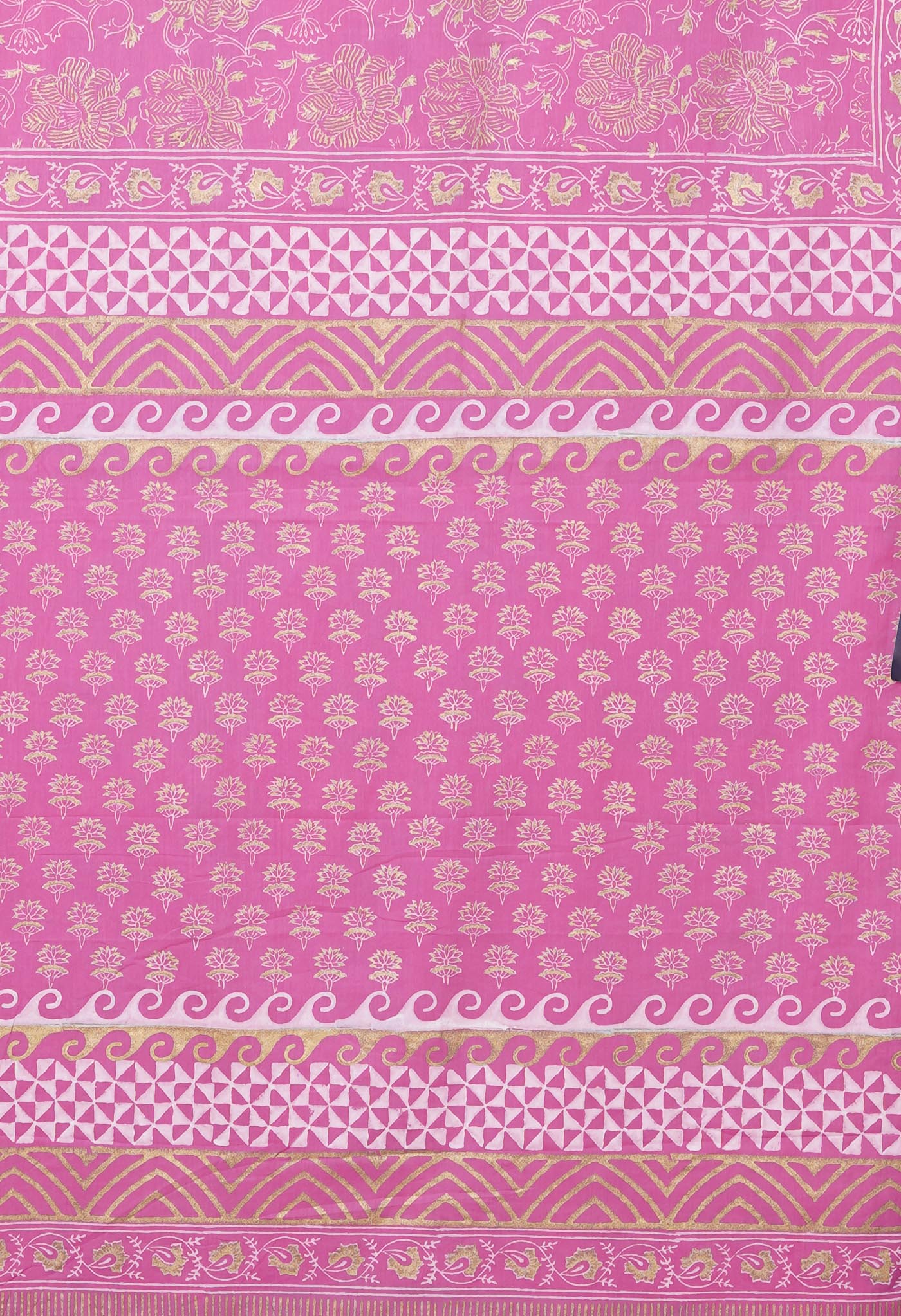 Pink Pure Gold Embossed Printed Soft Cotton Saree-UNM81000