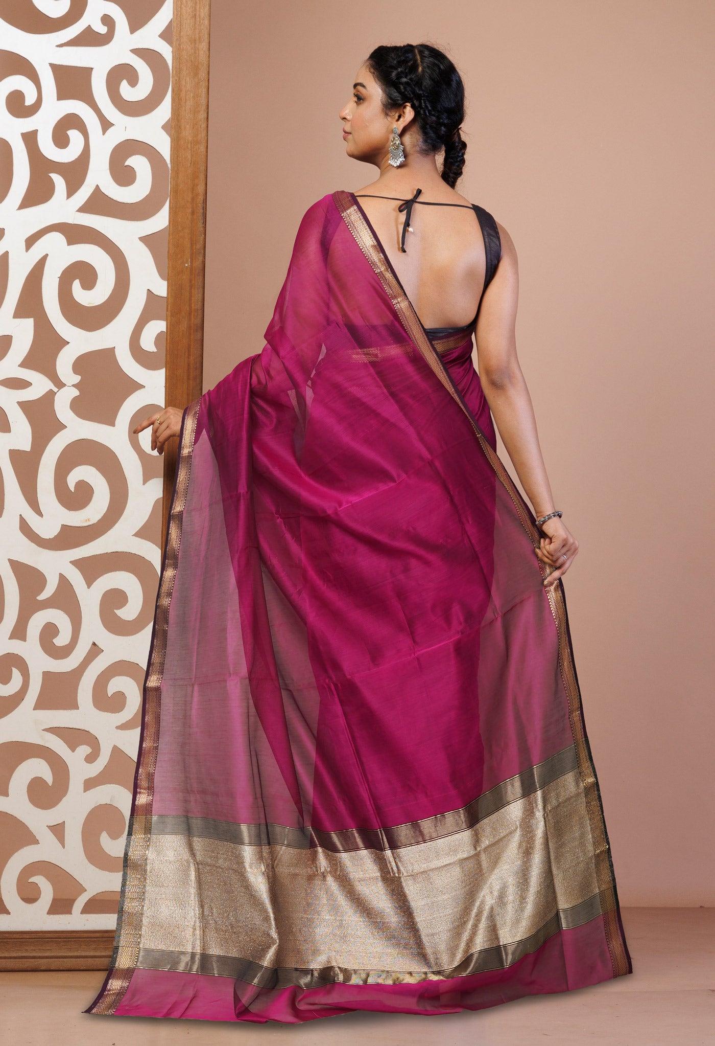 Pink Pure Handloom Maheshwari Sico Saree-UNM81044