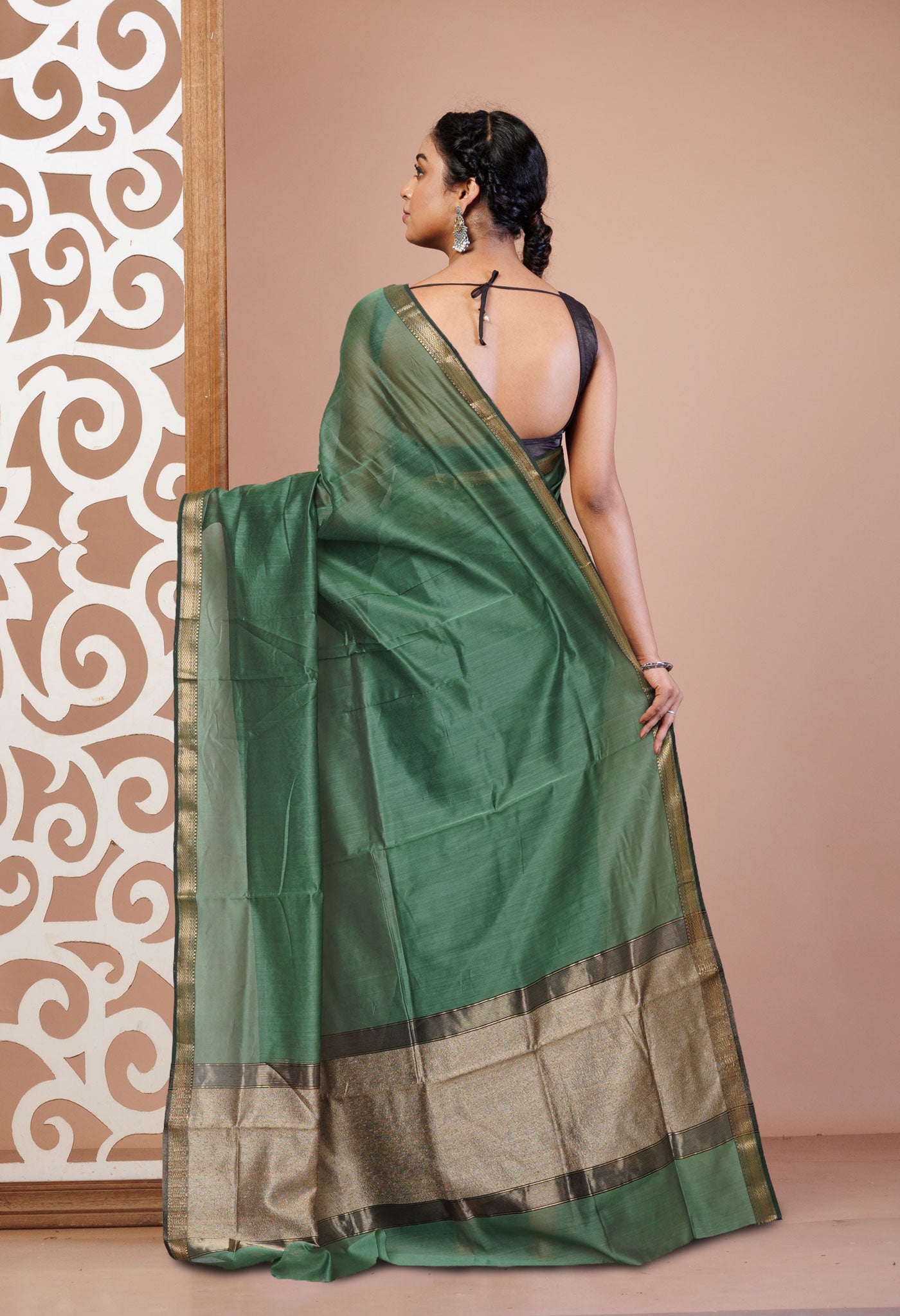 Pale Green Pure Handloom Maheshwari Sico Saree-UNM81047