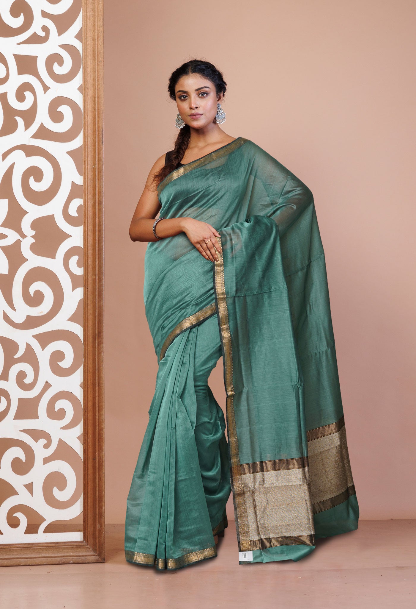 Pale Blue Pure Handloom Maheshwari Sico Saree-UNM81048