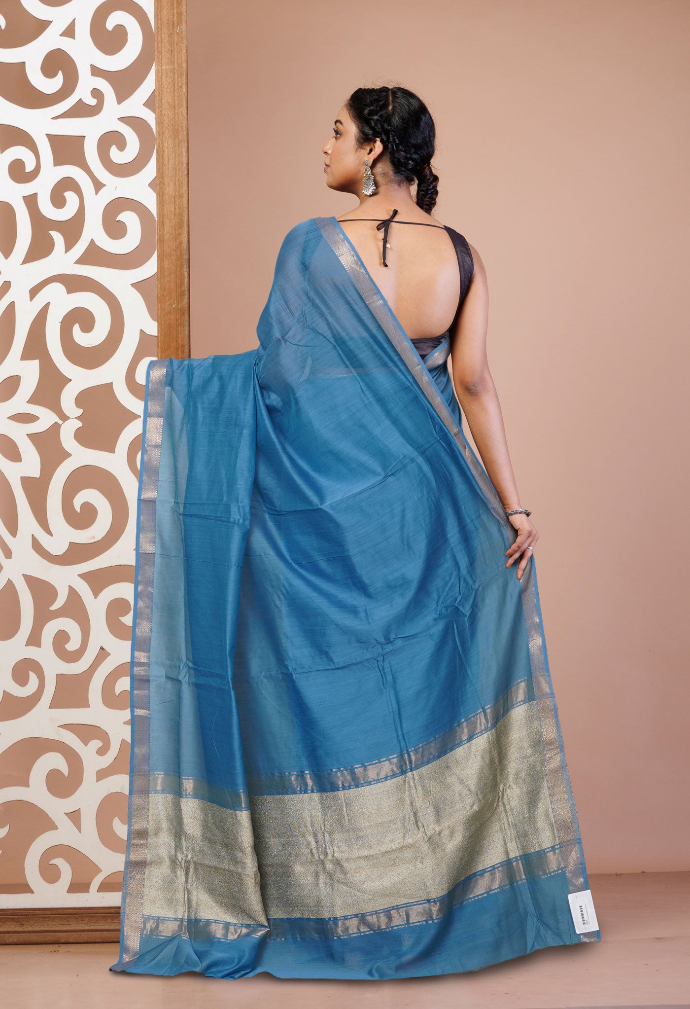 Blue Pure Handloom Maheshwari Sico Saree-UNM81049