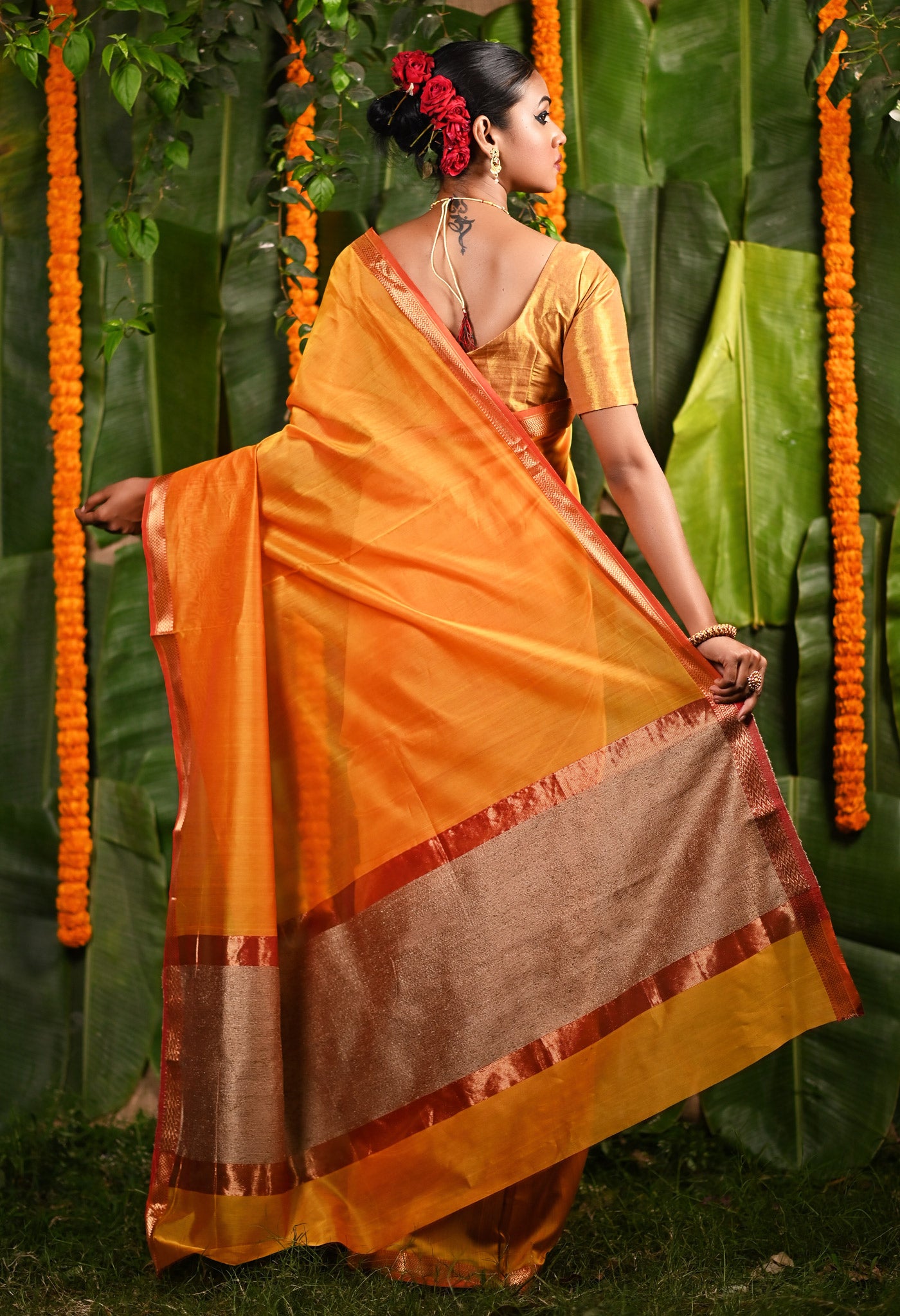 Yellow Pure Handloom Maheshwari Sico Saree-UNM81055