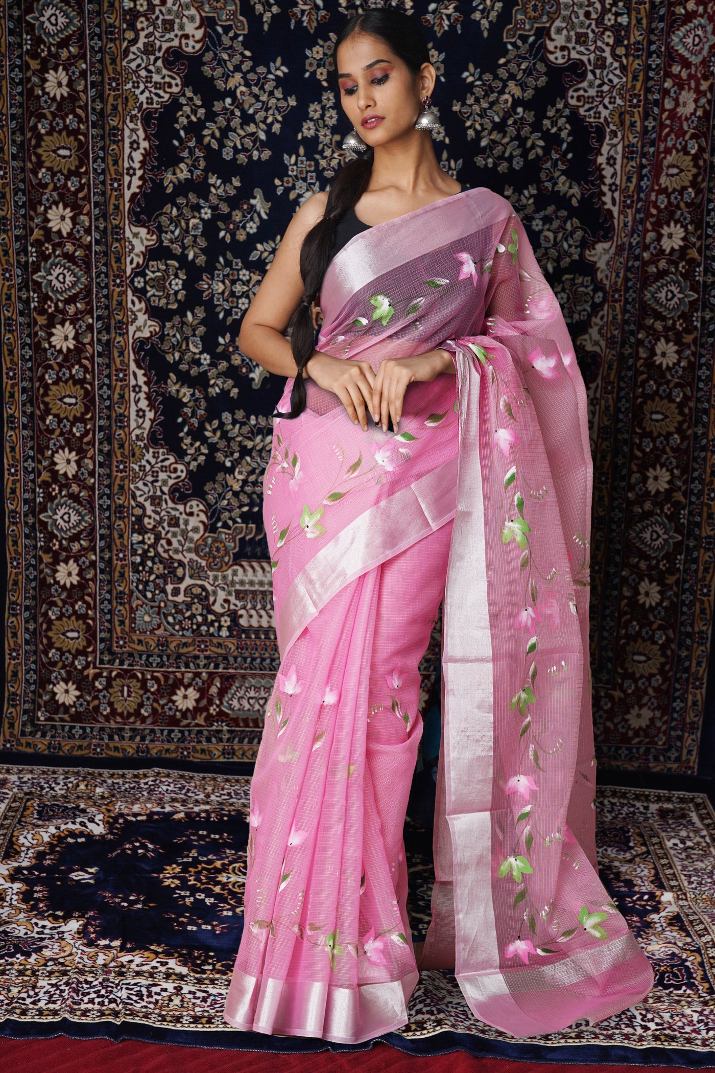 Pink Pure Hand Painted Kota Saree-UNM81115