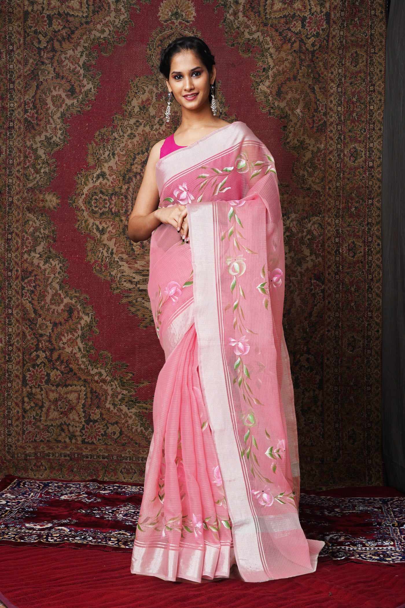 Pink Pure Hand Painted Kota Saree-UNM81119