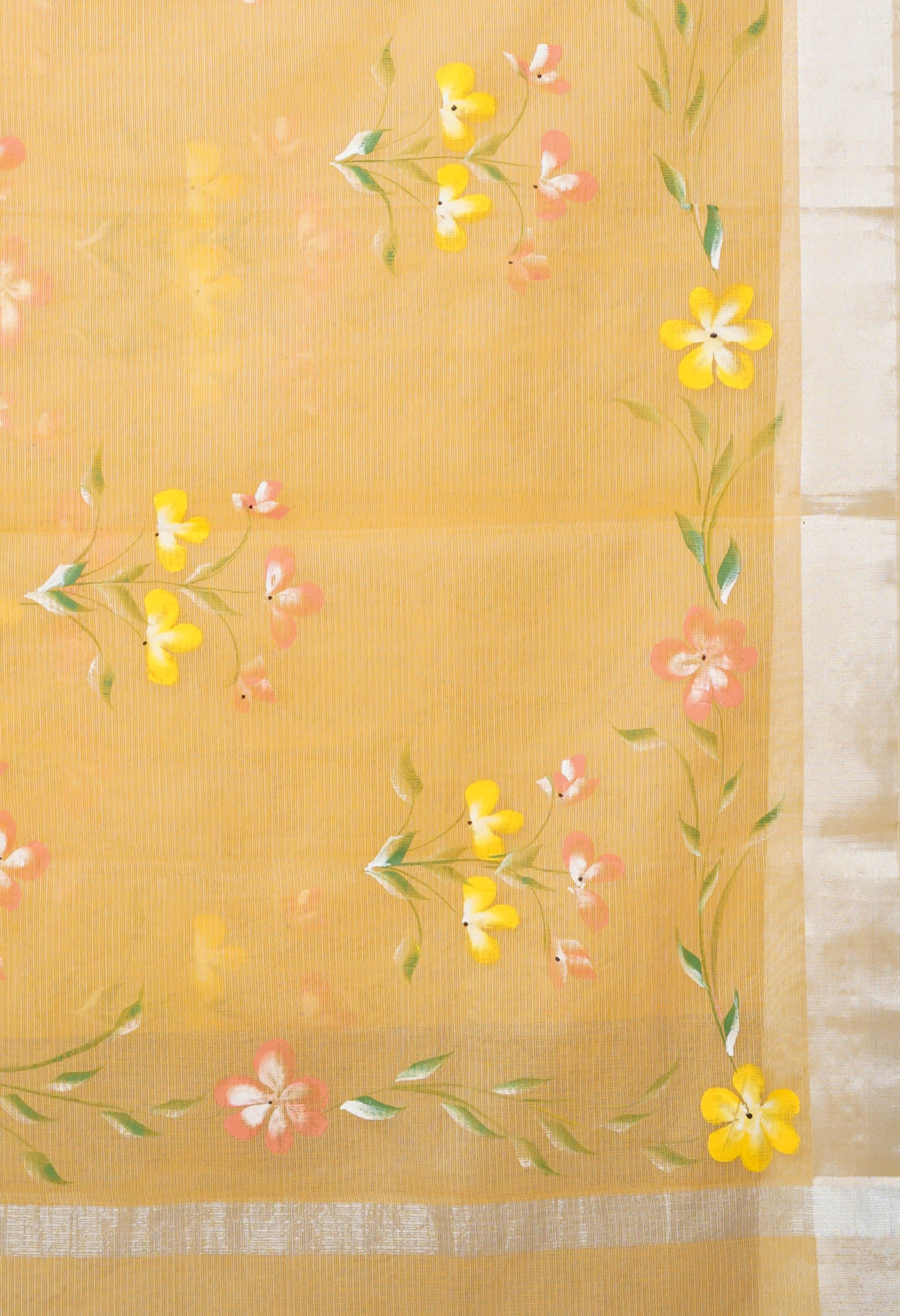 Yellow Pure Hand Painted Kota Saree-UNM81125