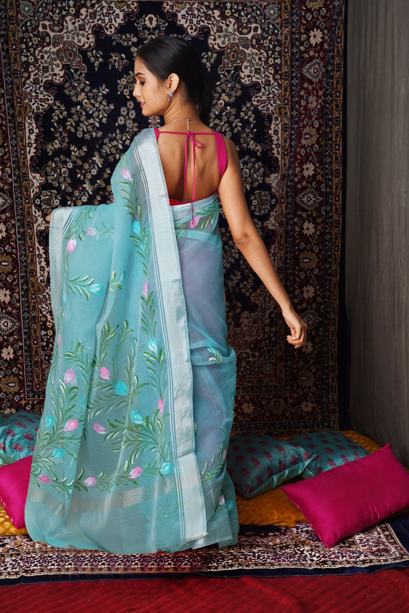 Blue Pure Hand Painted Kota Saree-UNM81132