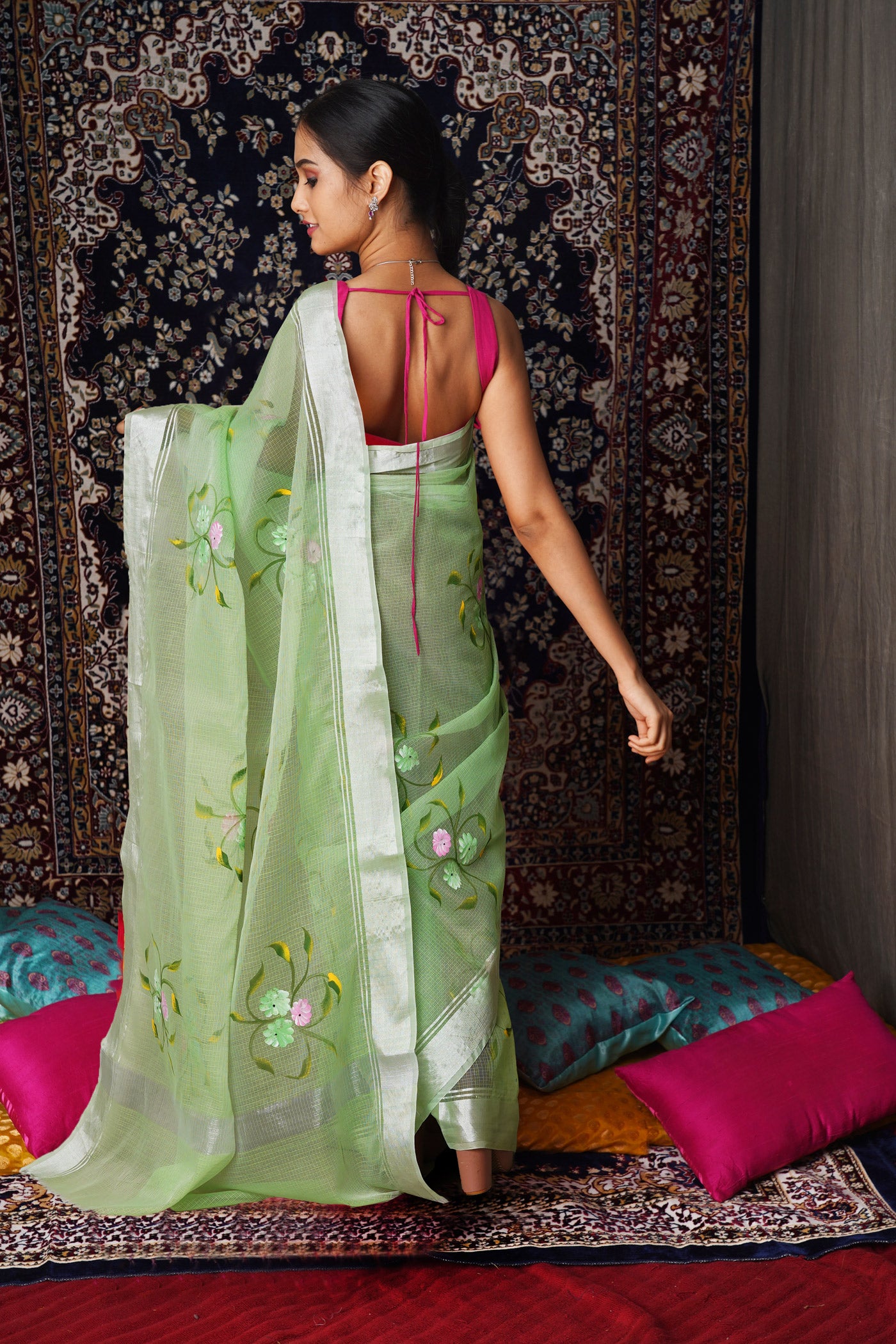 Green Pure Hand Painted Kota Saree-UNM81134