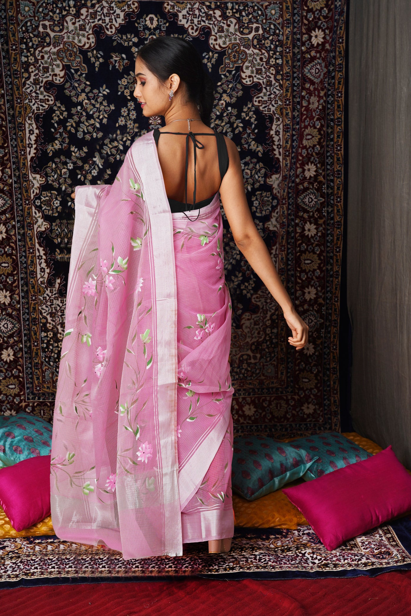 Pink Pure Hand Painted Kota Saree-UNM81136