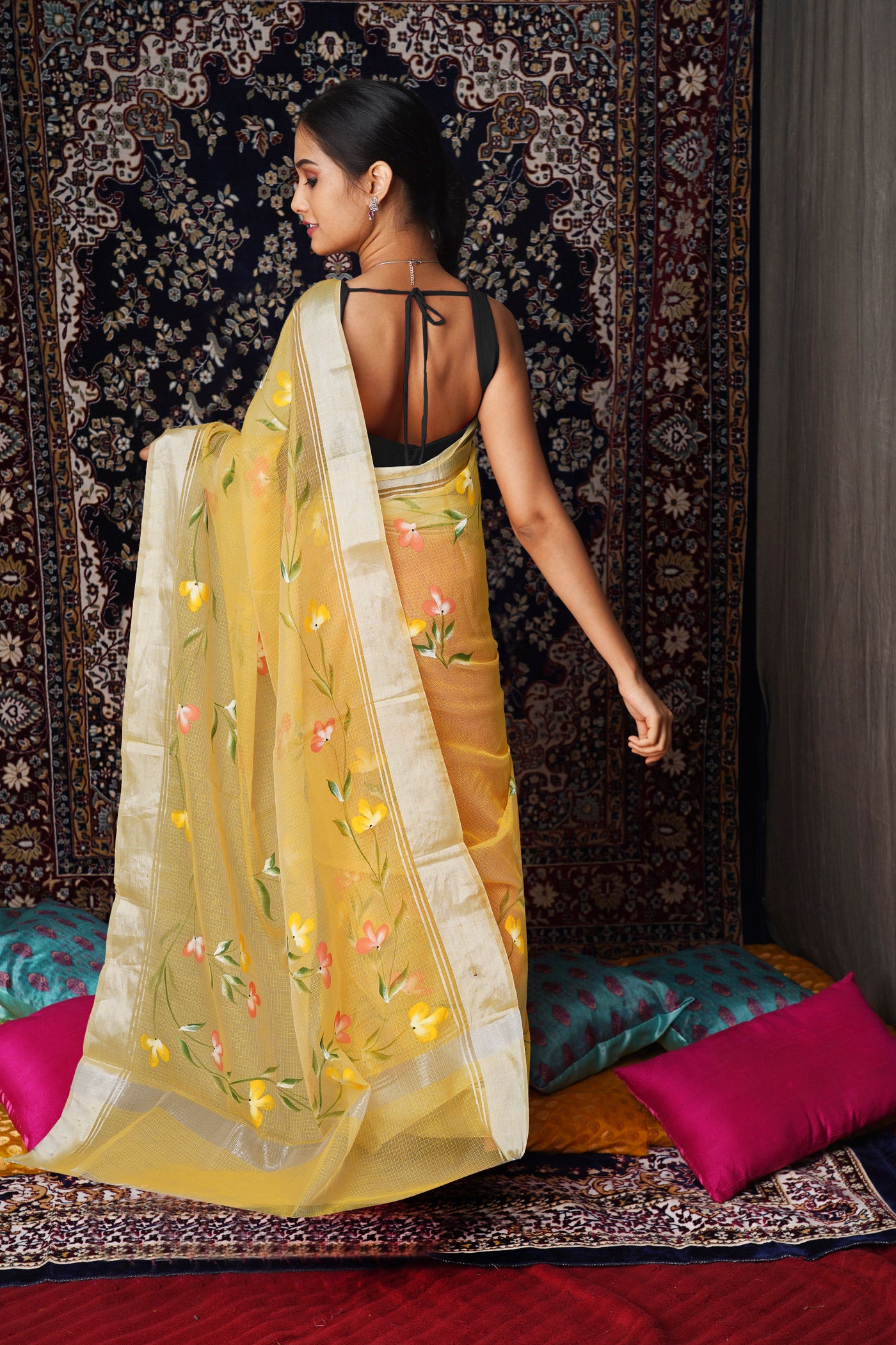 Yellow Pure Hand Painted Kota Saree-UNM81137