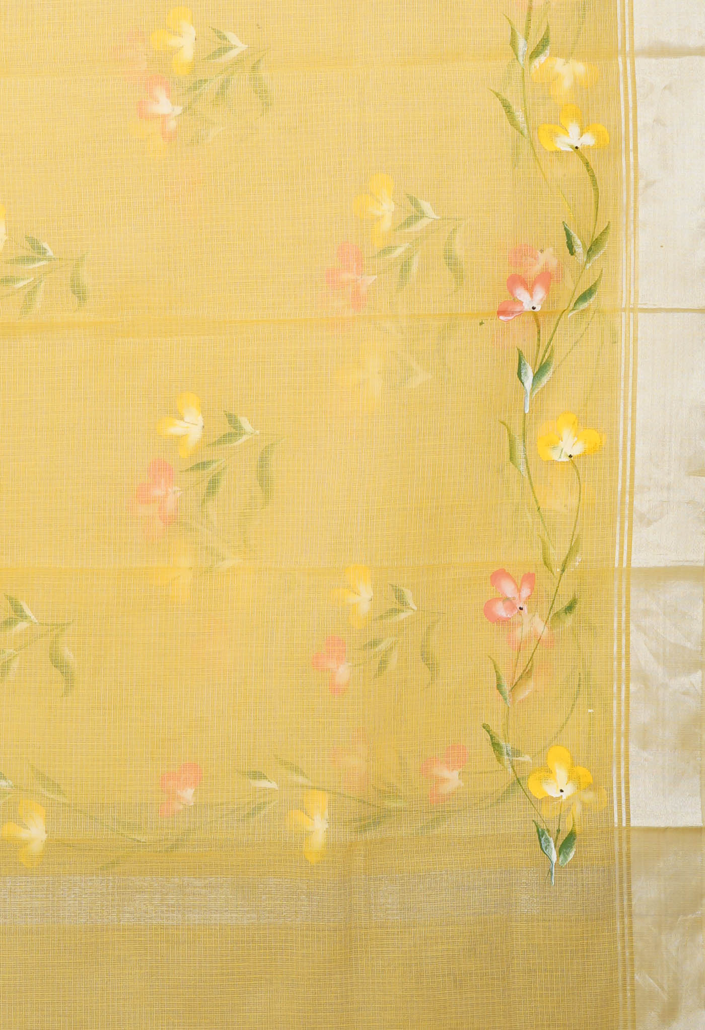 Yellow Pure Hand Painted Kota Saree-UNM81137