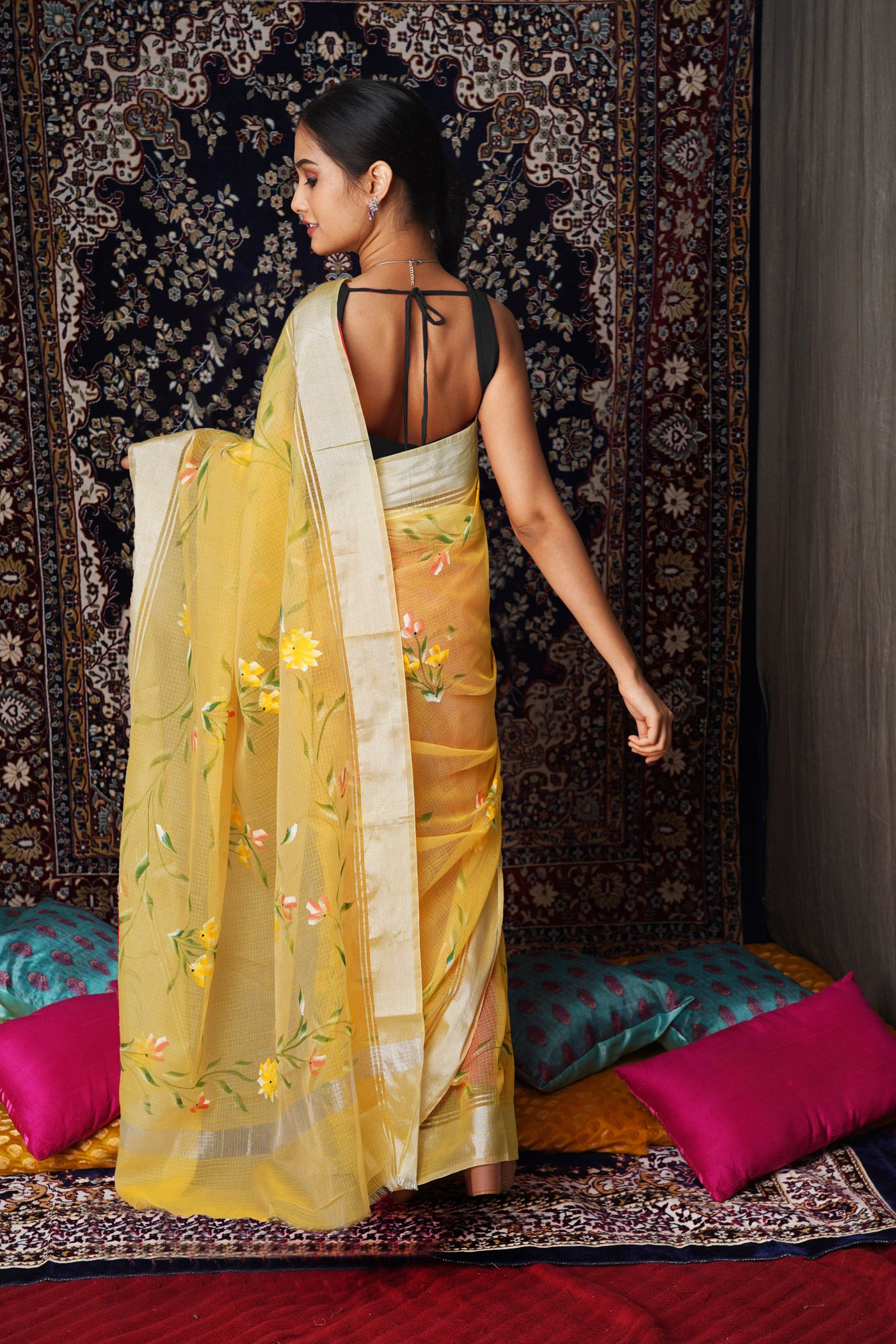 Yellow Pure Hand Painted Kota Saree-UNM81141