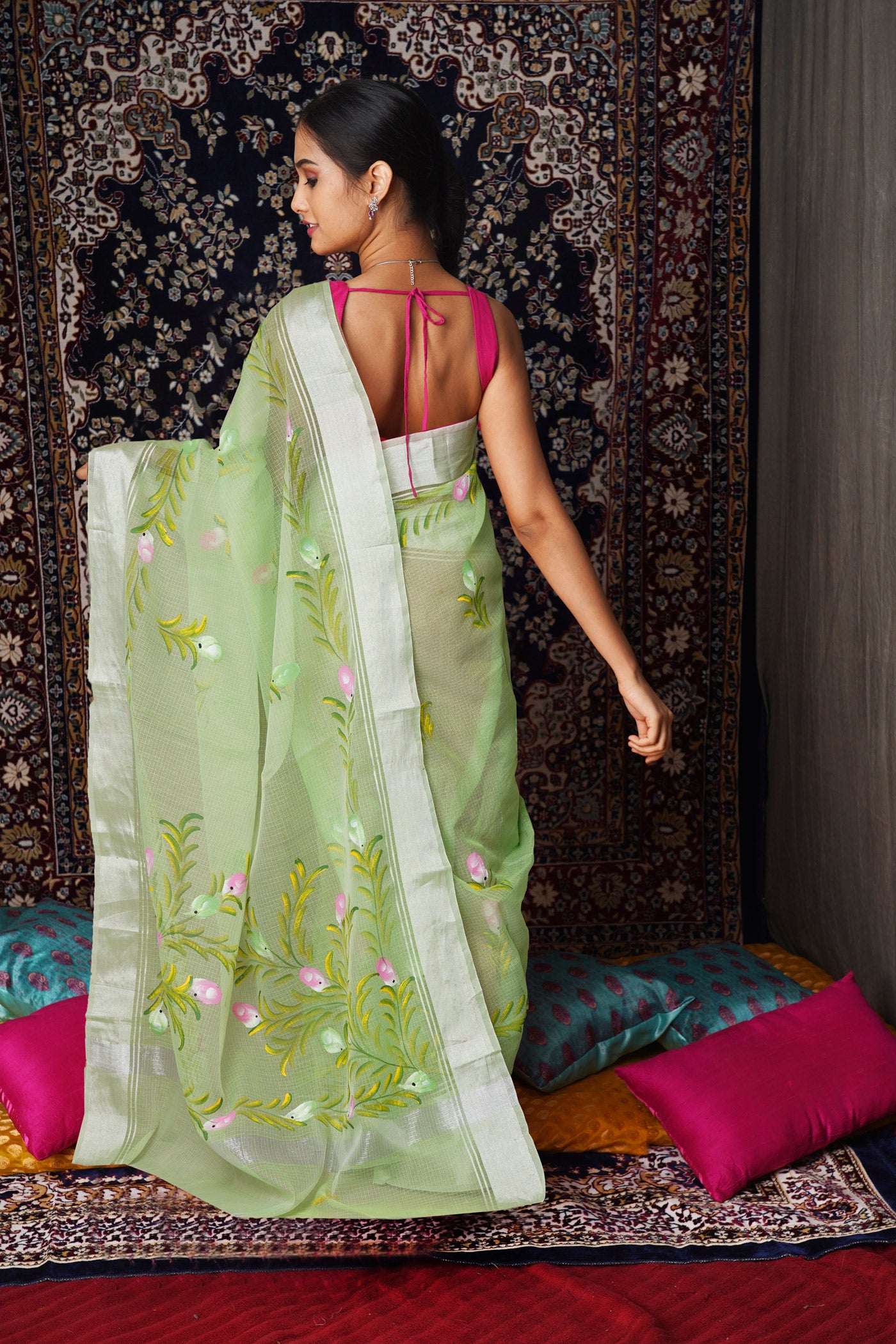 Green Pure Hand Painted Kota Saree-UNM81155