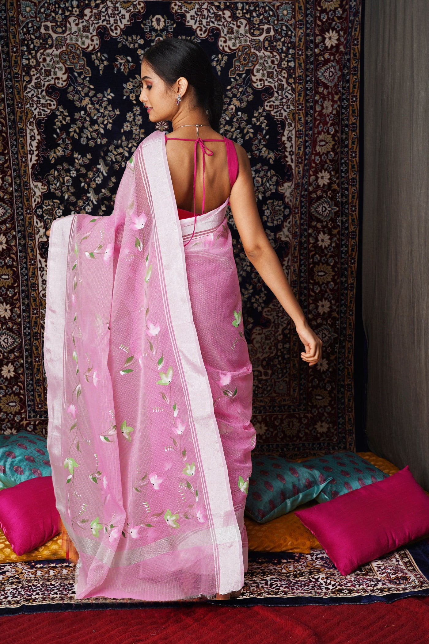 Pink Pure Hand Painted Kota Saree-UNM81159