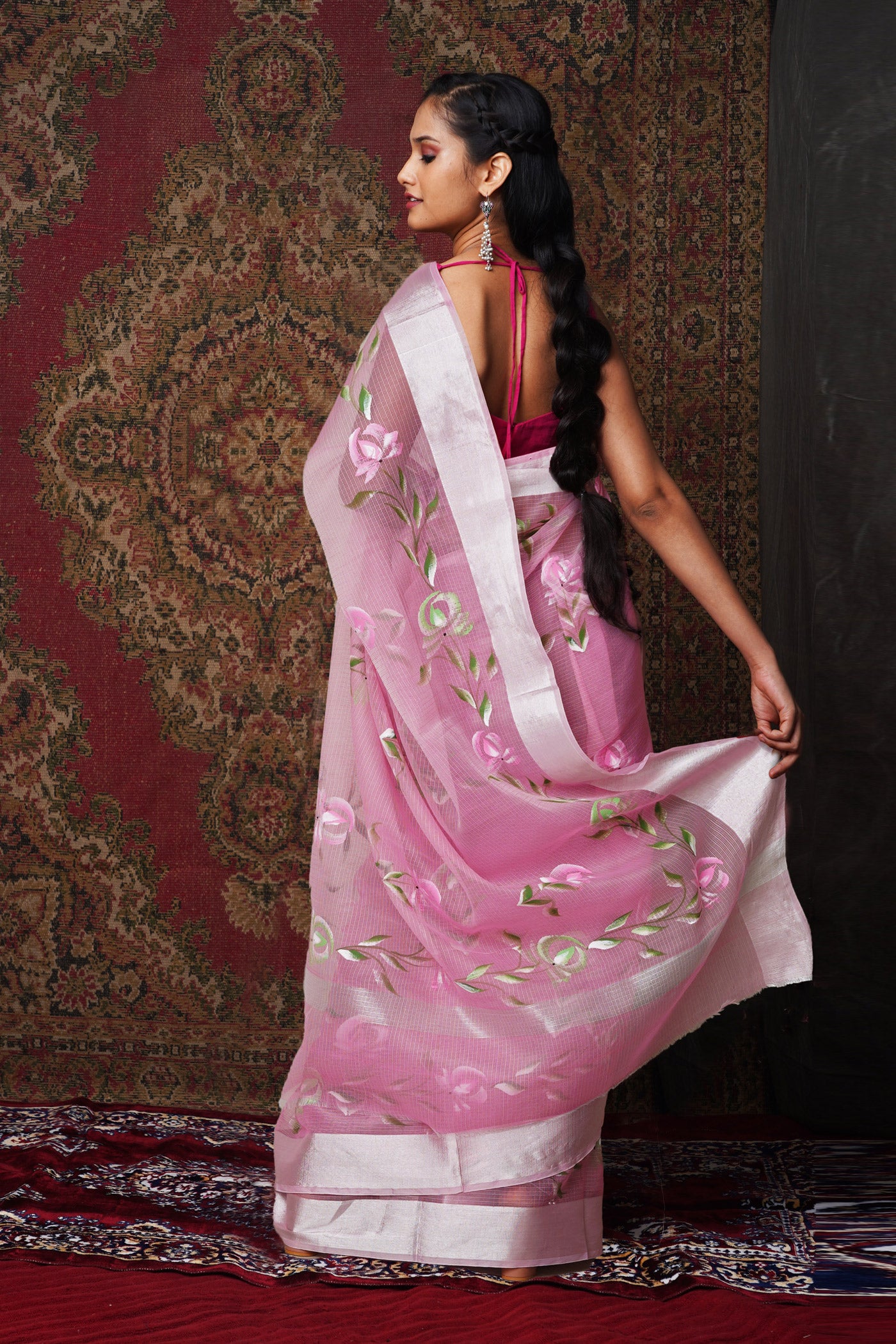 Pink Pure Hand Painted Kota Saree-UNM81164