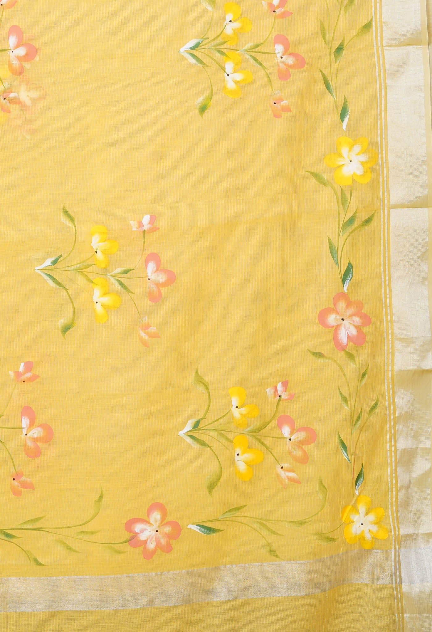 Yellow Pure Hand Painted Kota Saree-UNM81165