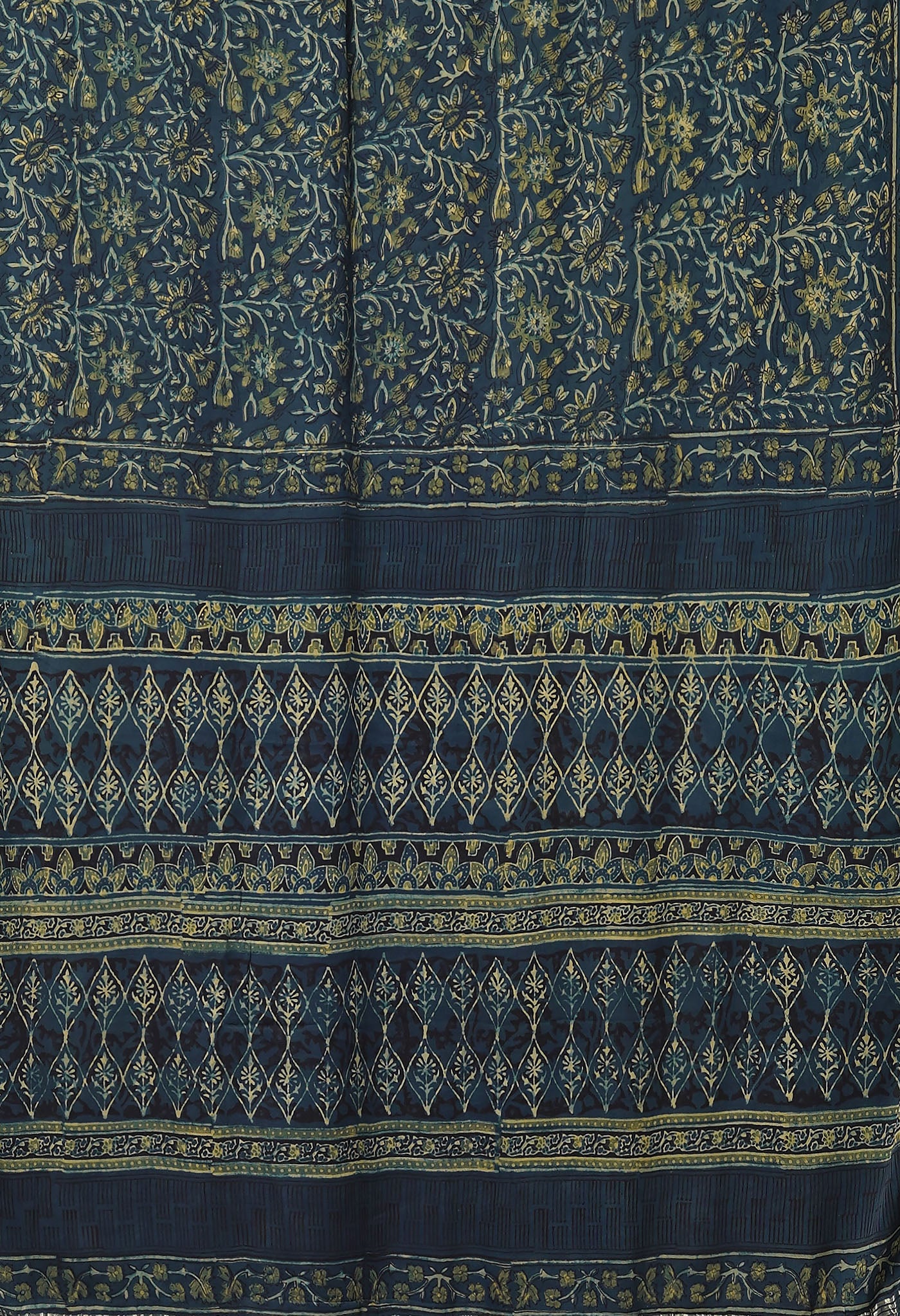 Blue Pure Ajrakh Printed Gaji Soft Silk Saree-UNM81272