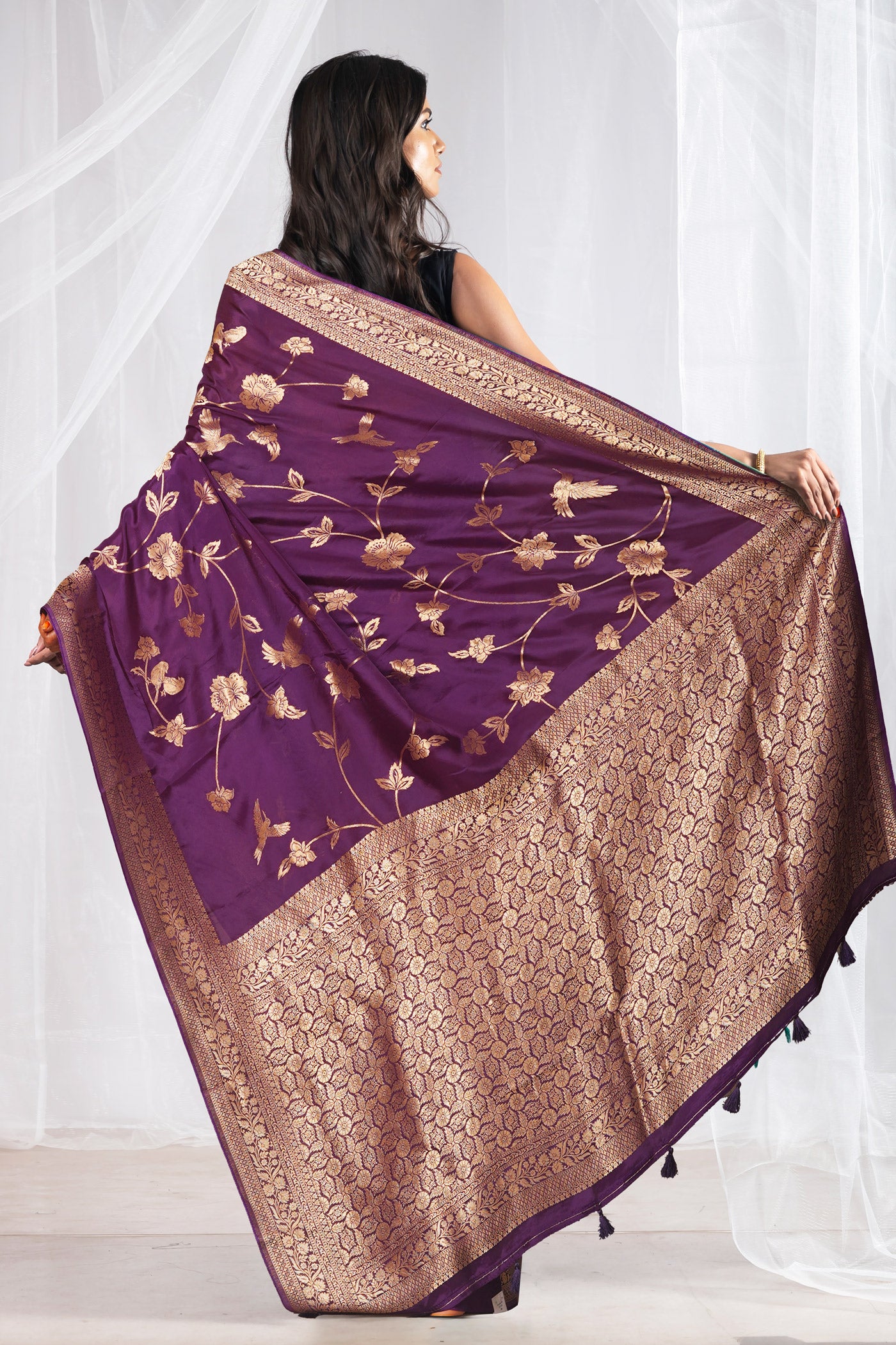 Purple Pure  Banarasi Soft Silk Saree-UNM81318