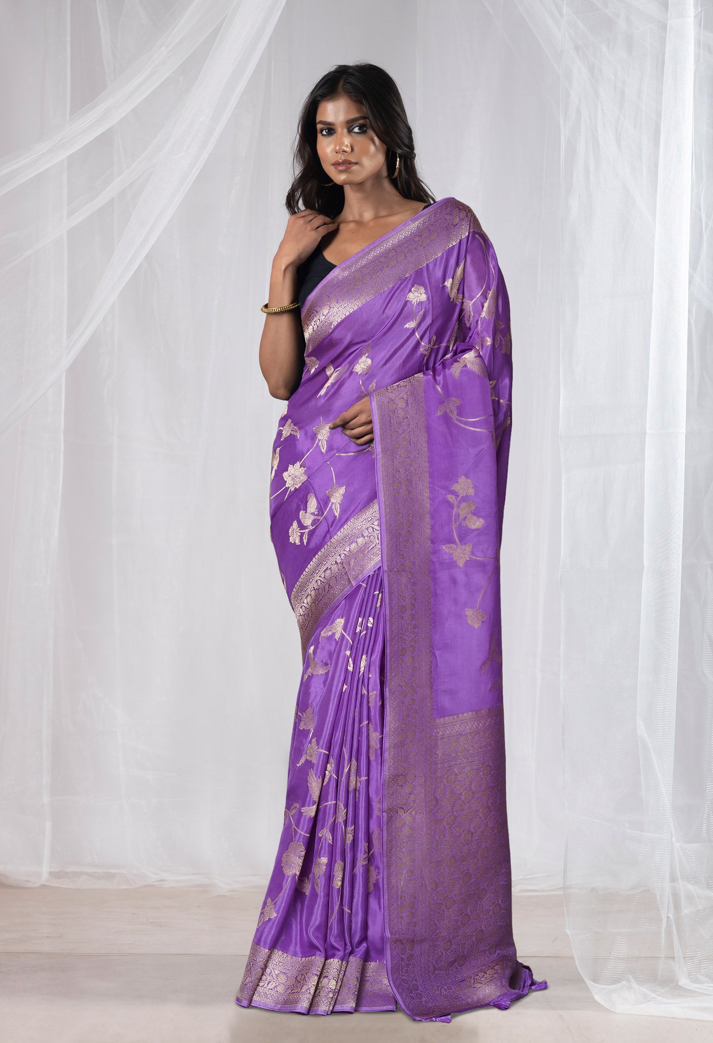 Lavander Pure  Banarasi Soft Silk Saree-UNM81321