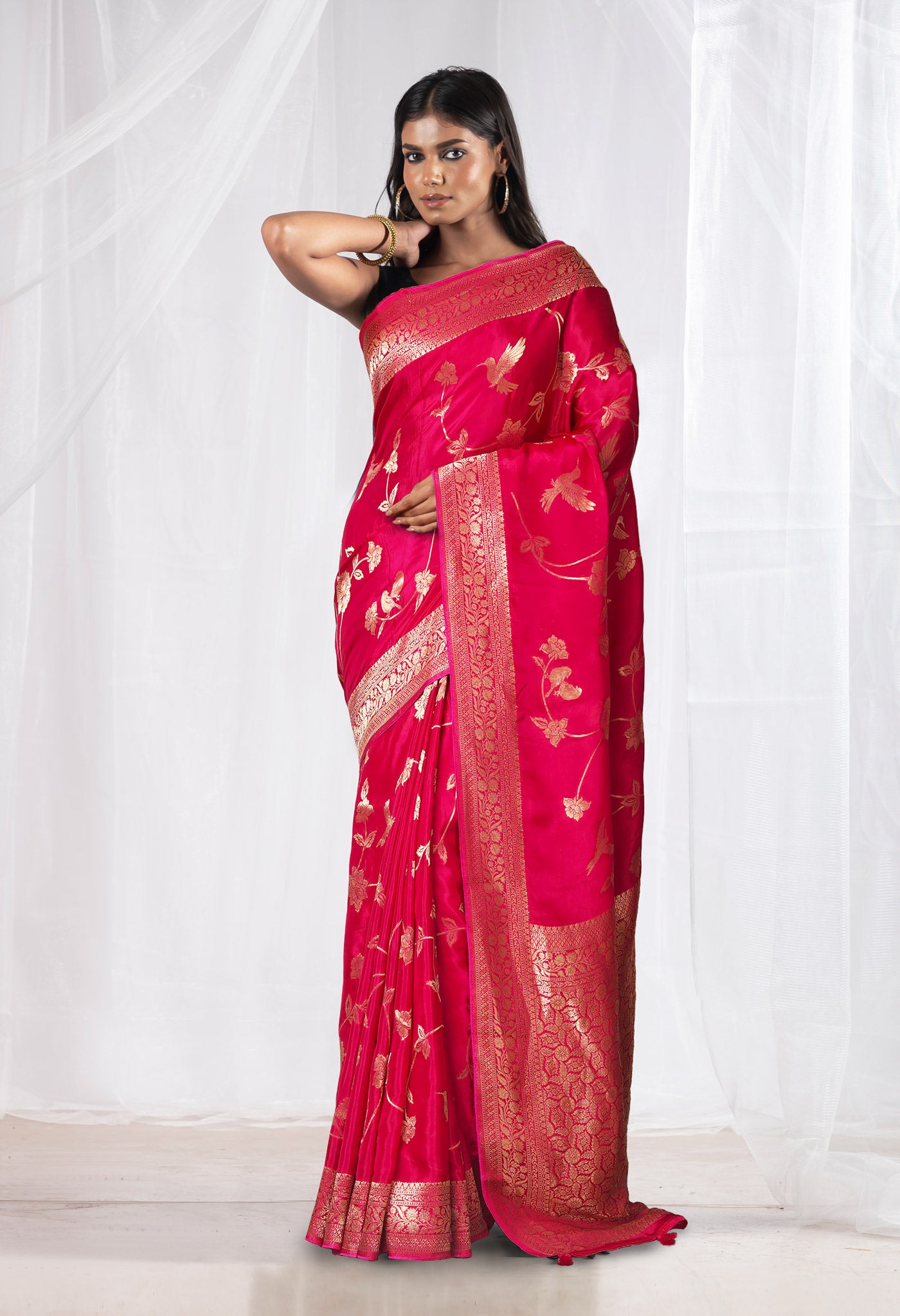 Pink Pure  Banarasi Soft Silk Saree-UNM81322