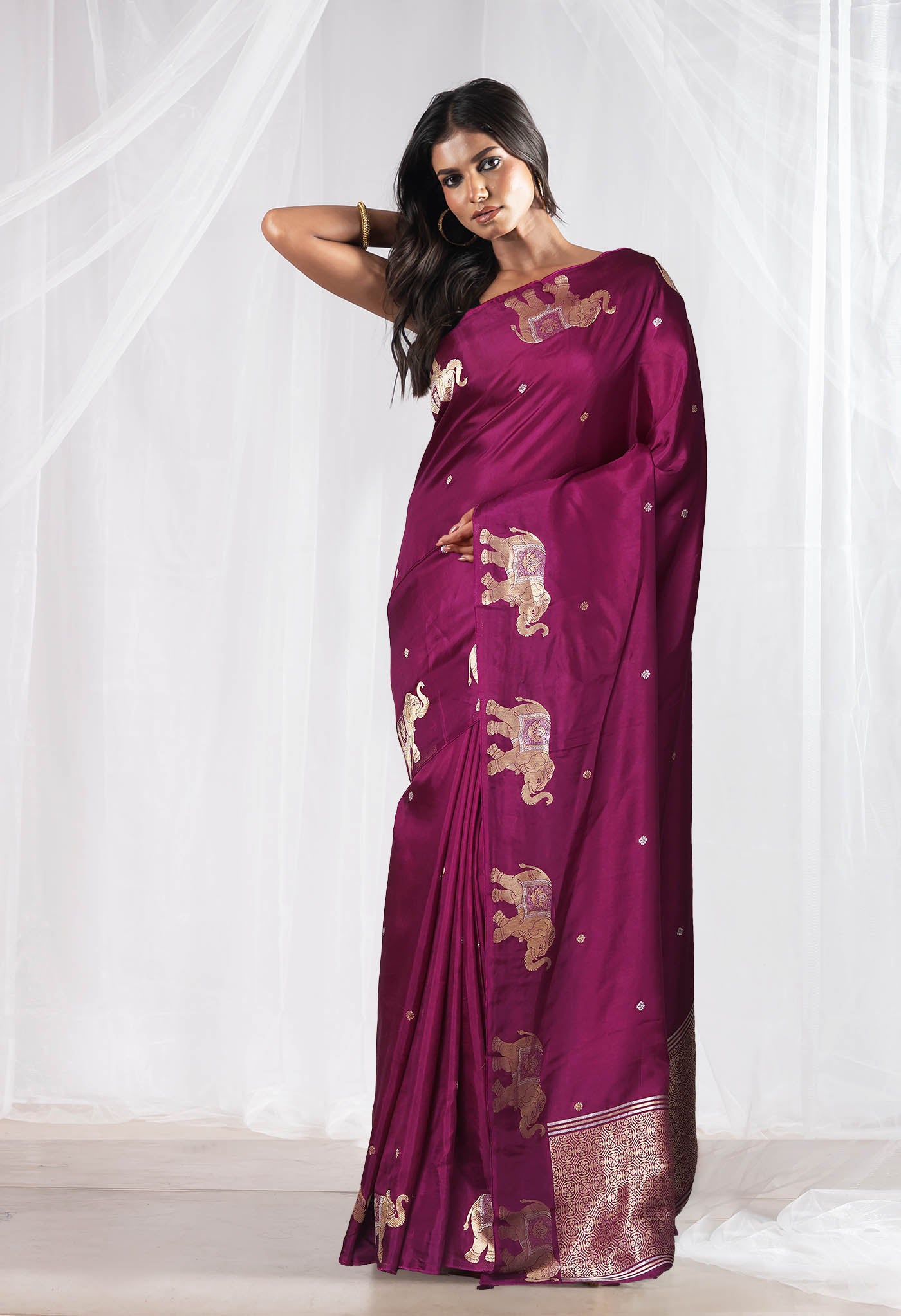 Purple Pure  Banarasi Soft Silk Saree-UNM81325