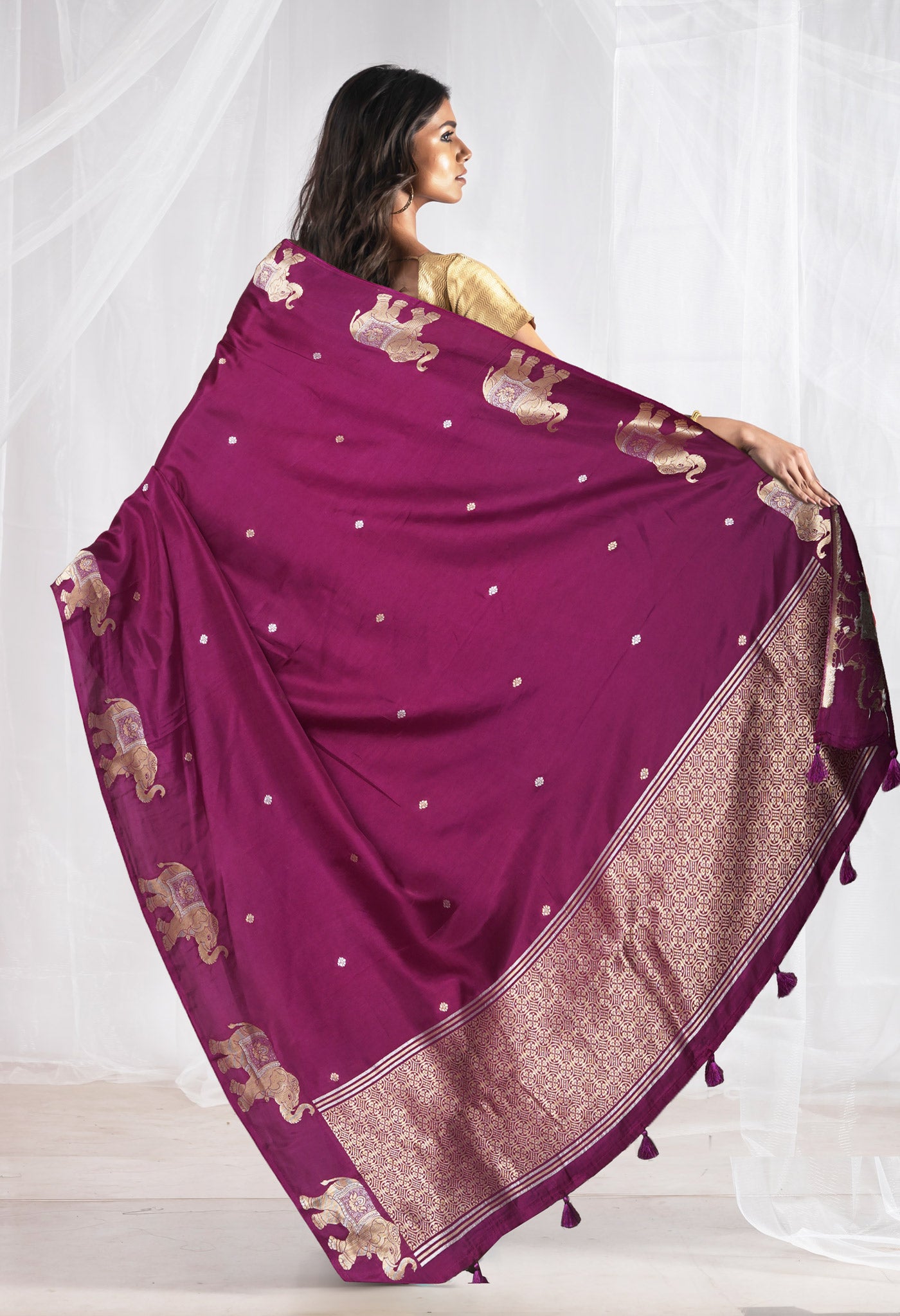 Purple Pure  Banarasi Soft Silk Saree-UNM81325