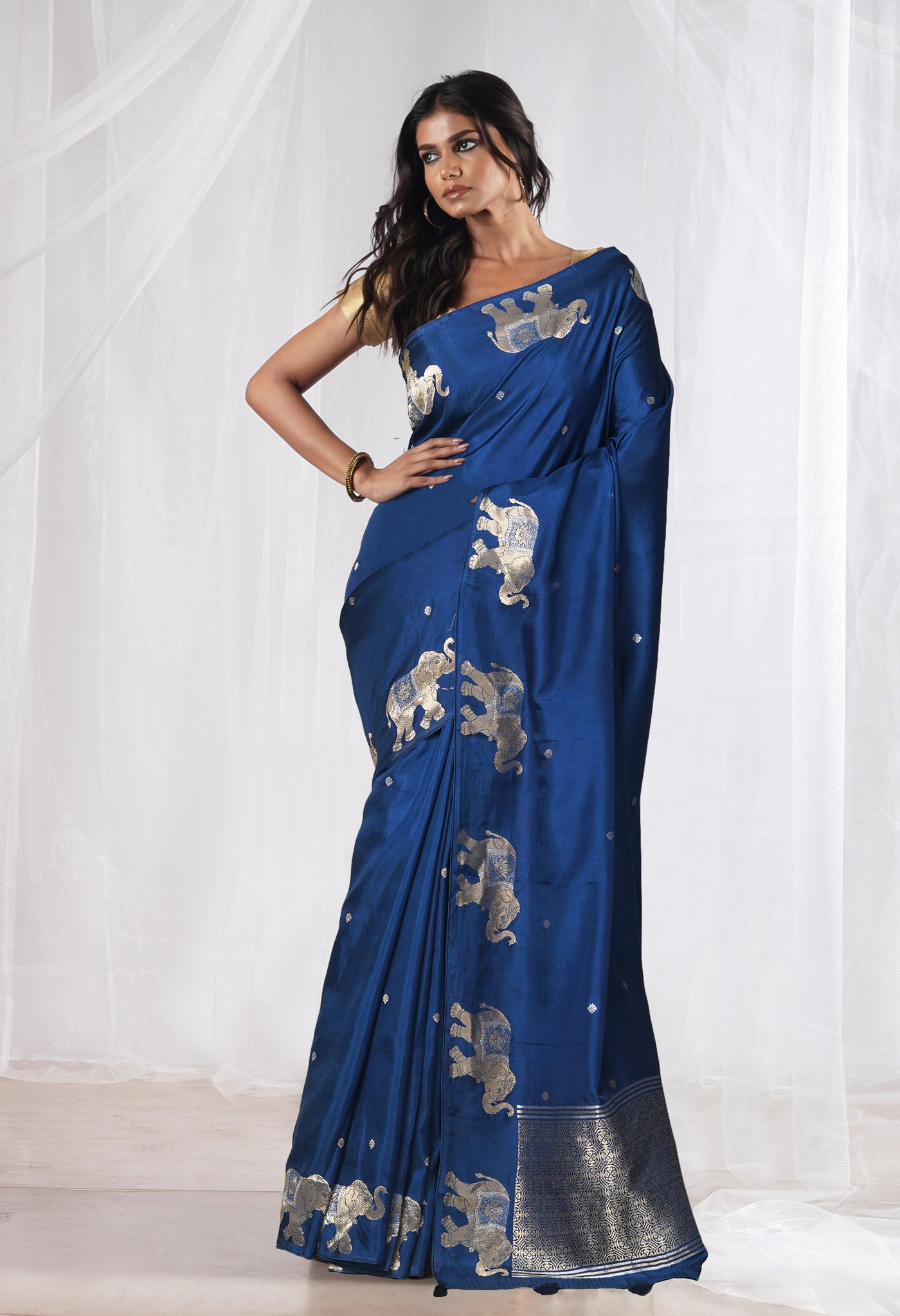 Blue Pure  Banarasi Soft Silk Saree-UNM81326