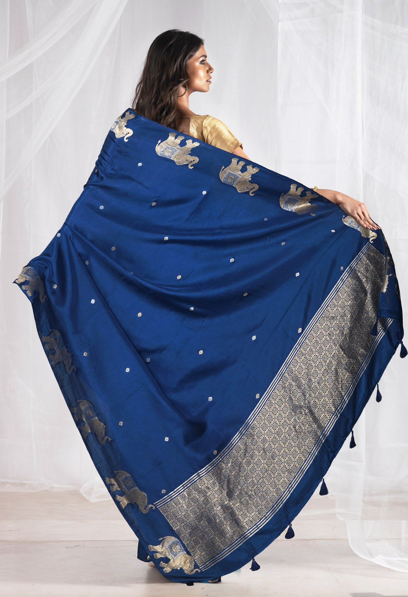 Blue Pure  Banarasi Soft Silk Saree-UNM81326