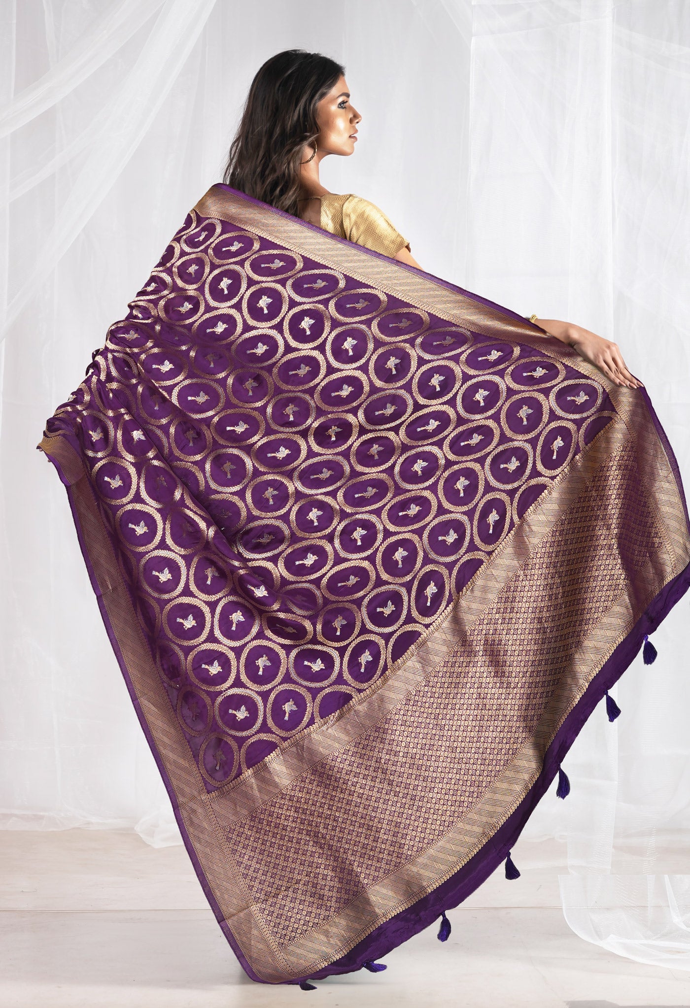 Purple Pure  Banarasi Soft Silk Saree-UNM81329