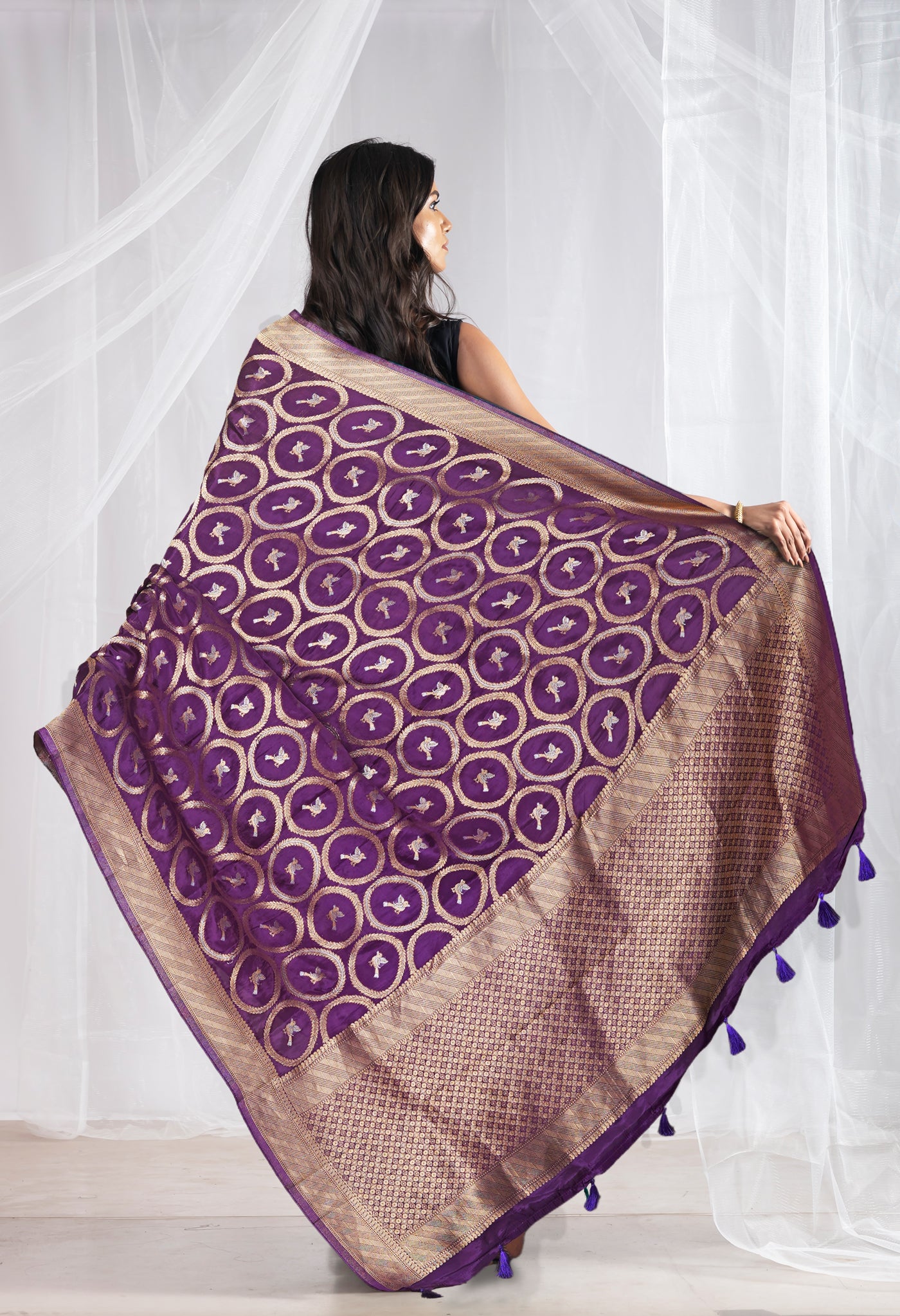 Violet Pure  Banarasi Soft Silk Saree-UNM81331