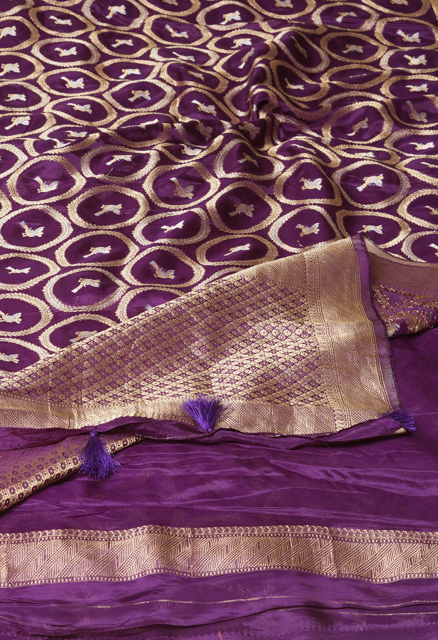 Violet Pure  Banarasi Soft Silk Saree-UNM81331