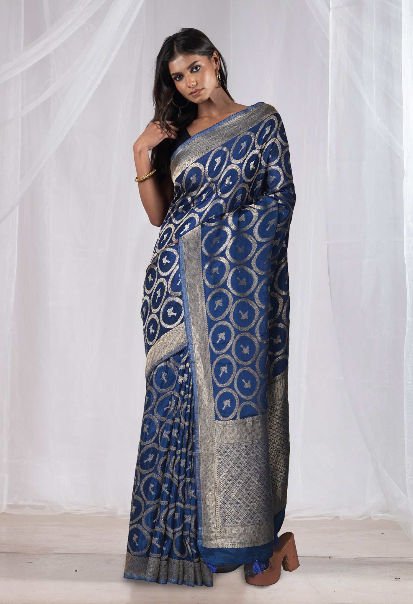 Blue Pure  Banarasi Soft Silk Saree-UNM81333