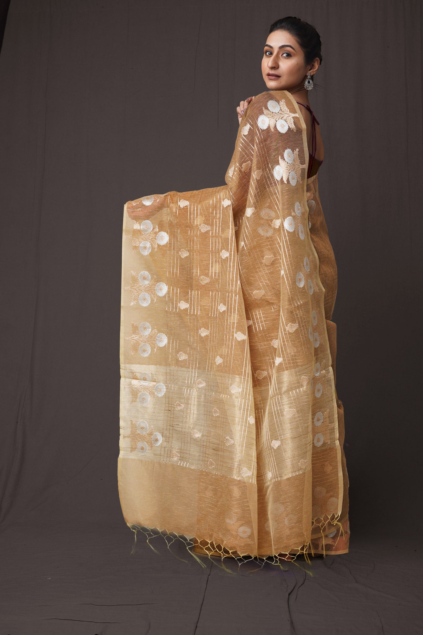 Brown  Chanderi Sico Saree-UNM81335