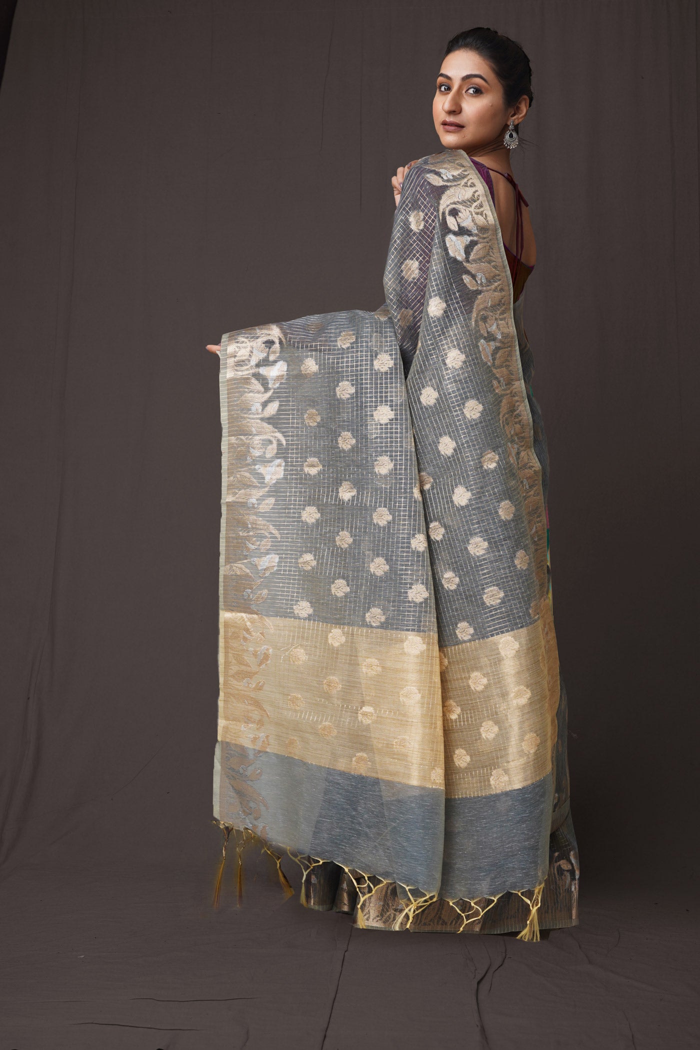 Blue  Chanderi Sico Saree-UNM81336