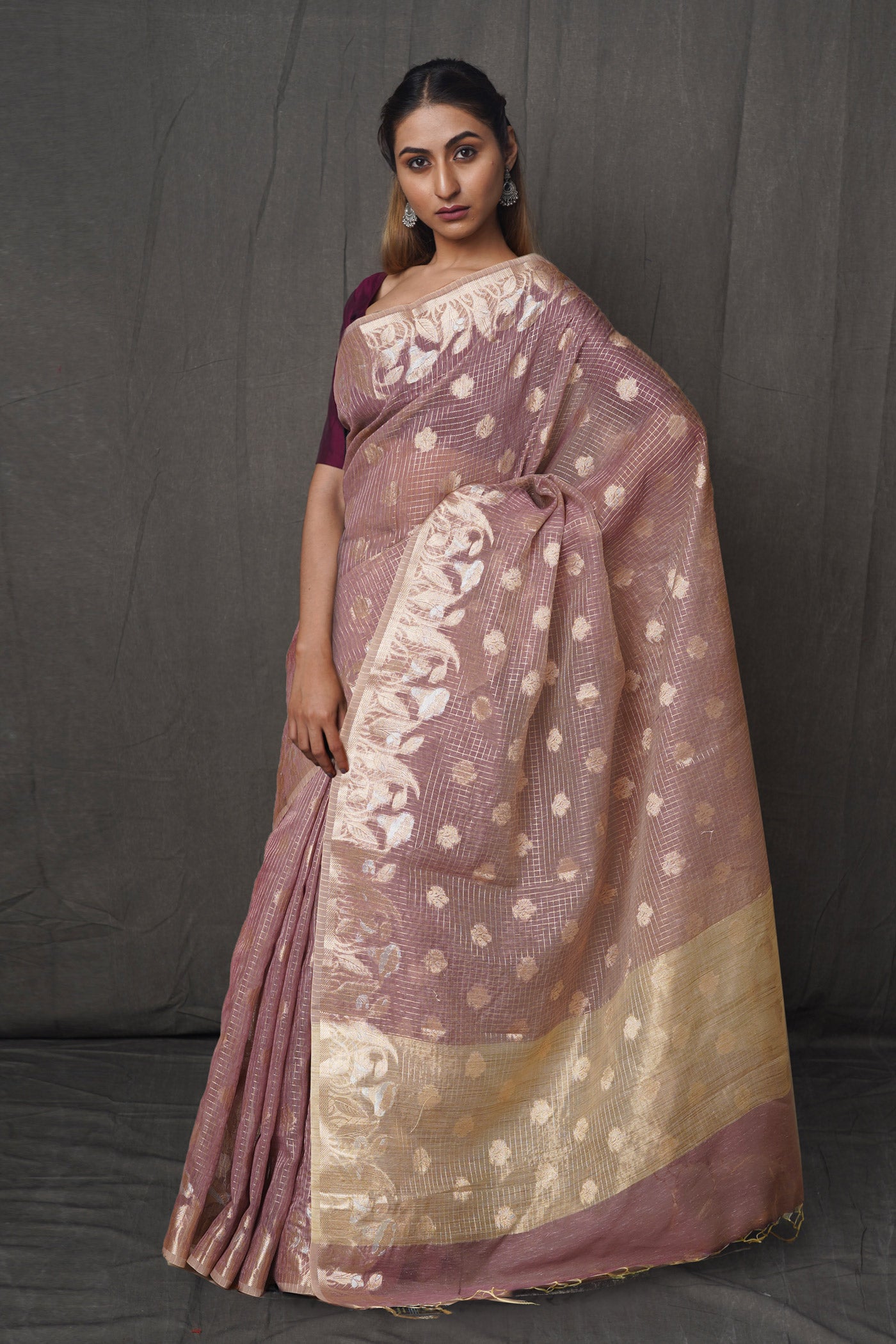 Pink  Chanderi Sico Saree-UNM81337